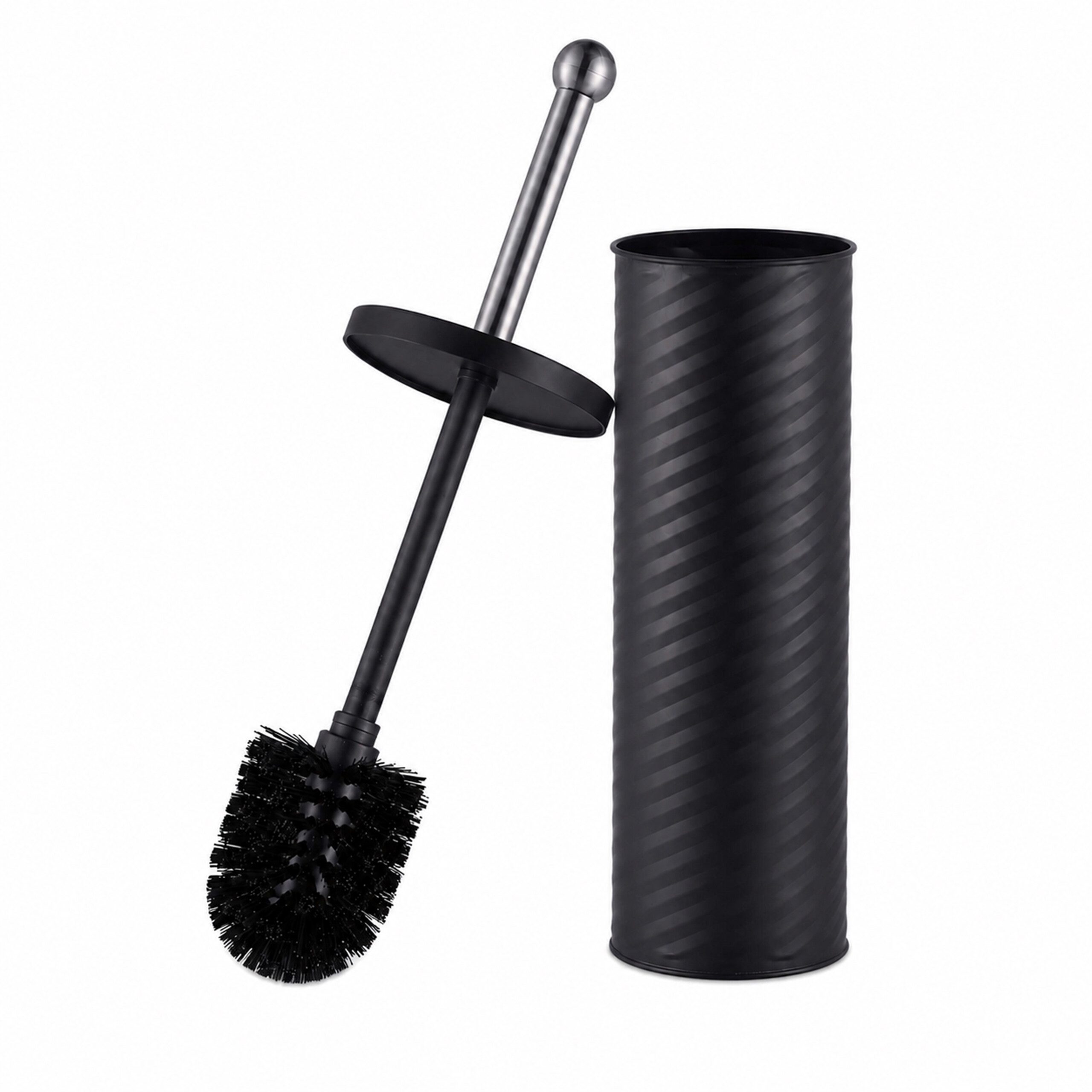 relaxdays WC-Garnitur WC Bürste mit Behälter, alle handelsüblichen Toiletten, (2-tlg), schwarz