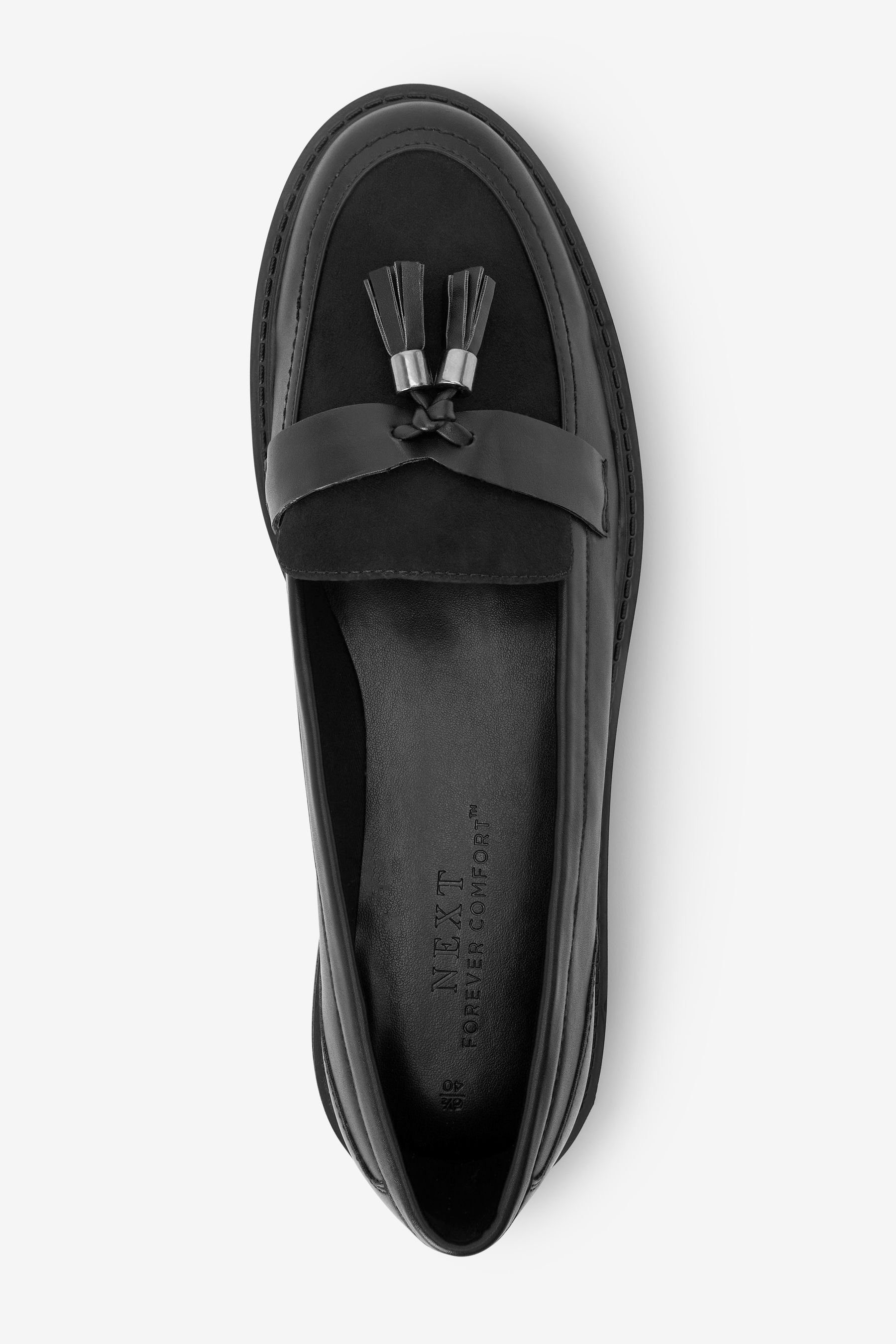 Loafer Loafer Comfort (1-tlg) mit und Black Profilsohle Forever Next Quasten
