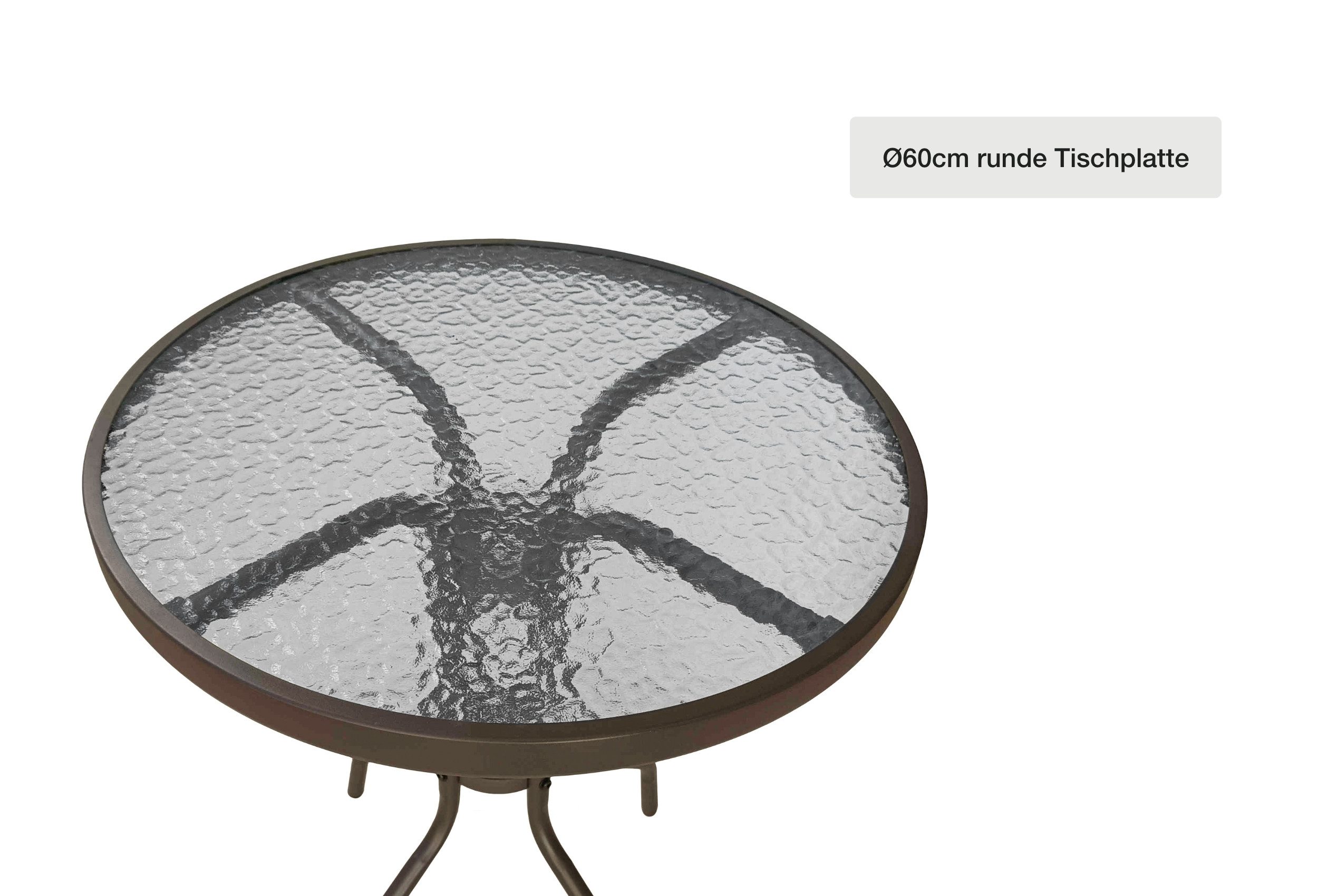 LC Garden Gartentisch Garvista Garten Set Balkontisch mit Gartenstühlen Ø60cm rund braun (Balkonset, 1-St)