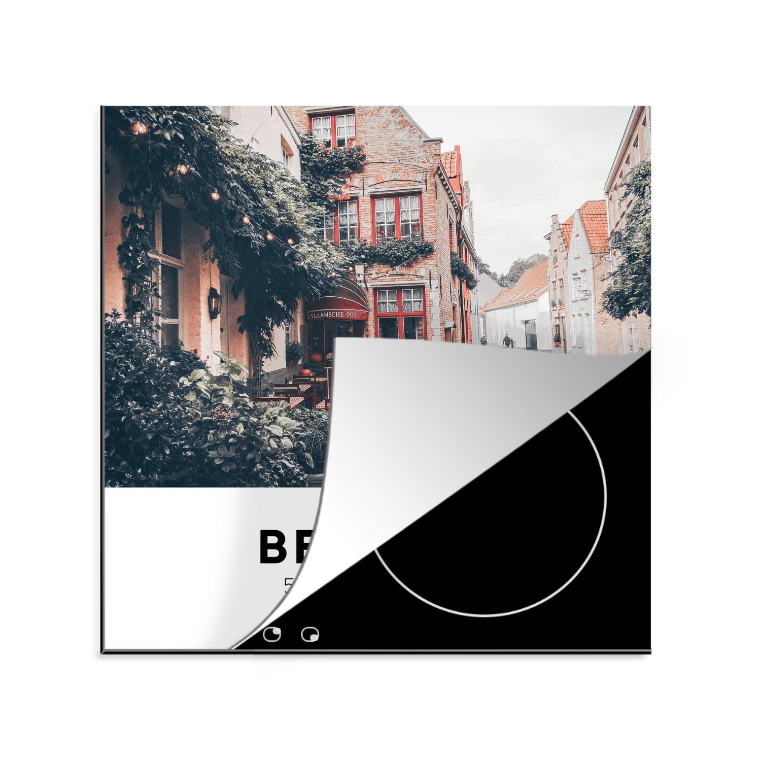 MuchoWow Herdblende-/Abdeckplatte Belgien - Terrasse - Stadt, Vinyl, (1 tlg), 78x78 cm, Ceranfeldabdeckung, Arbeitsplatte für küche