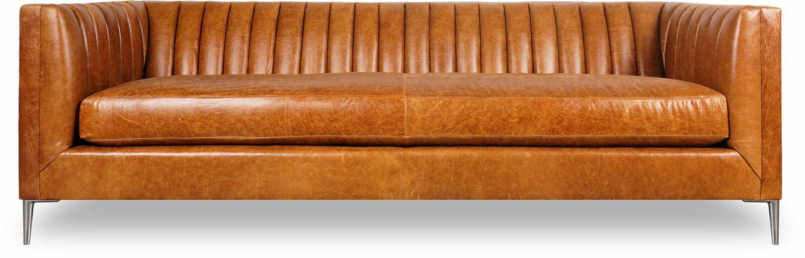 Chesterfield Sitz Sofa, Hellbraun Couch Sitzer Leder Garnitur Sofa Polster 3 JVmoebel