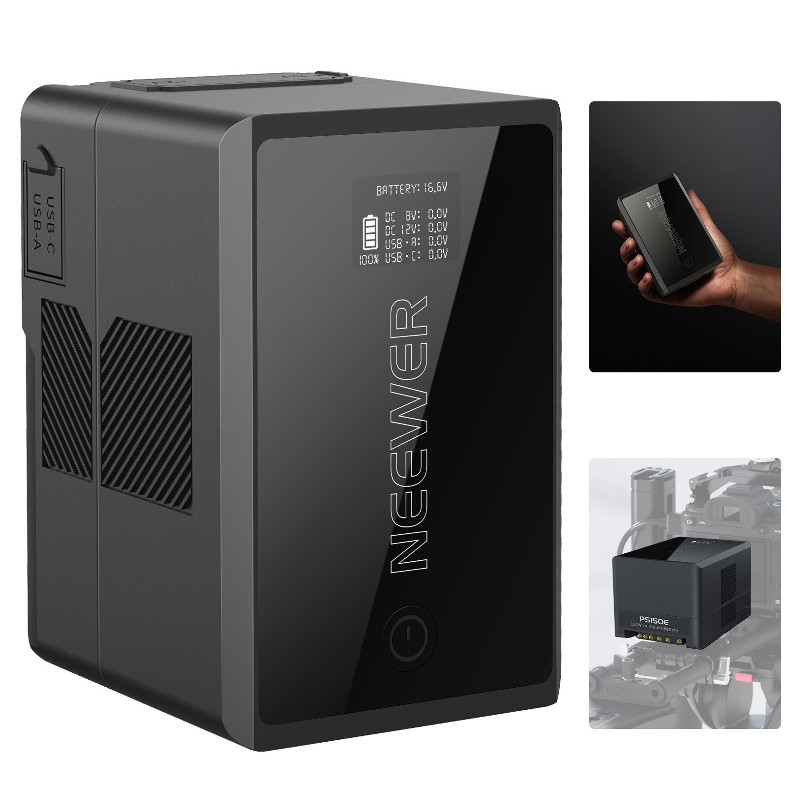 Neewer PS155E V-Mount Akku 150Wh, 100W PD, für Kamera/Licht Kamera-Akku 10350 mAh, Kompatibilität: Kamera/Camcorder/Monitor