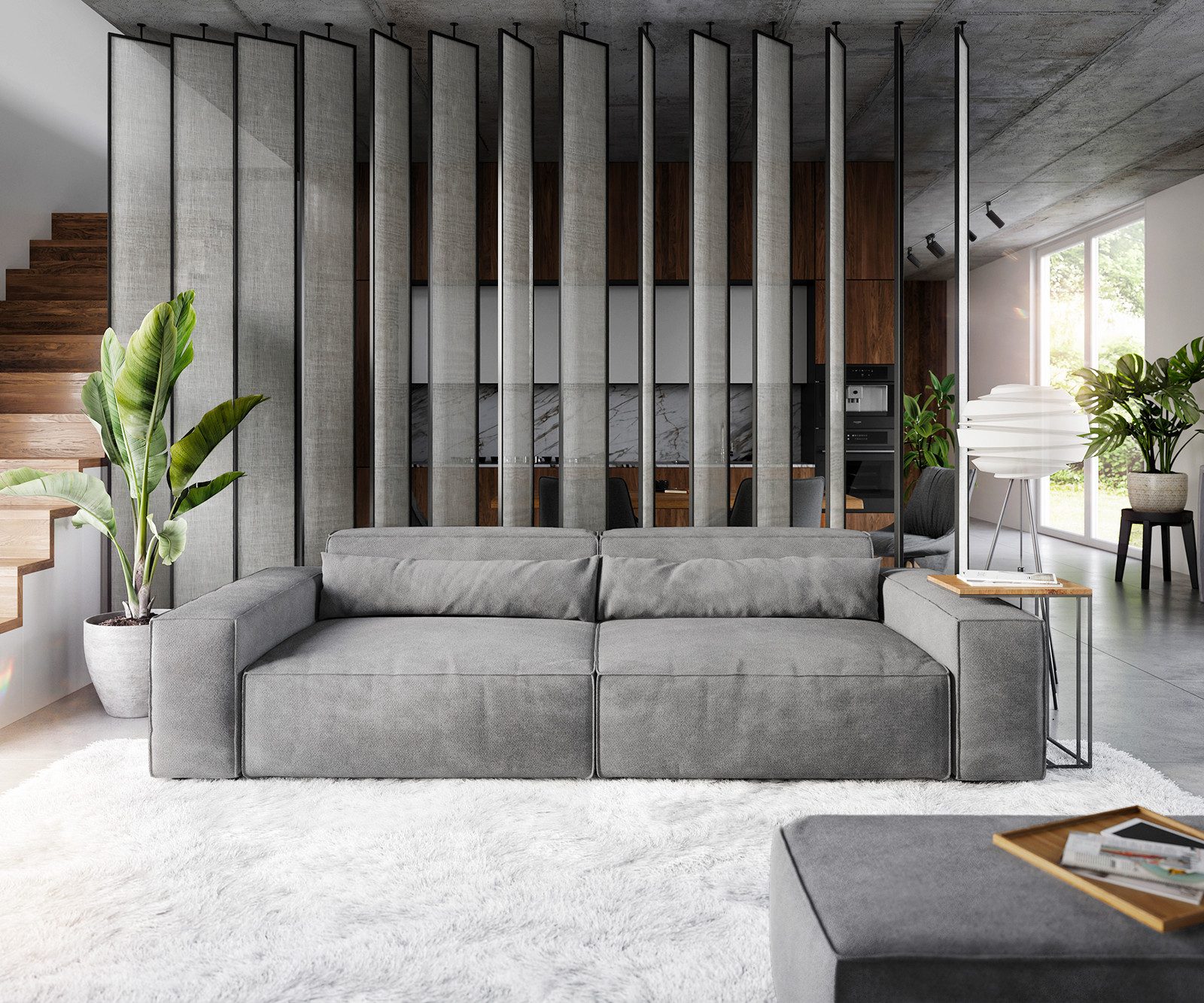 DELIFE Big-Sofa Sirpio, XL Mikrofaser Taupe 270x130 cm mit Hocker günstig online kaufen