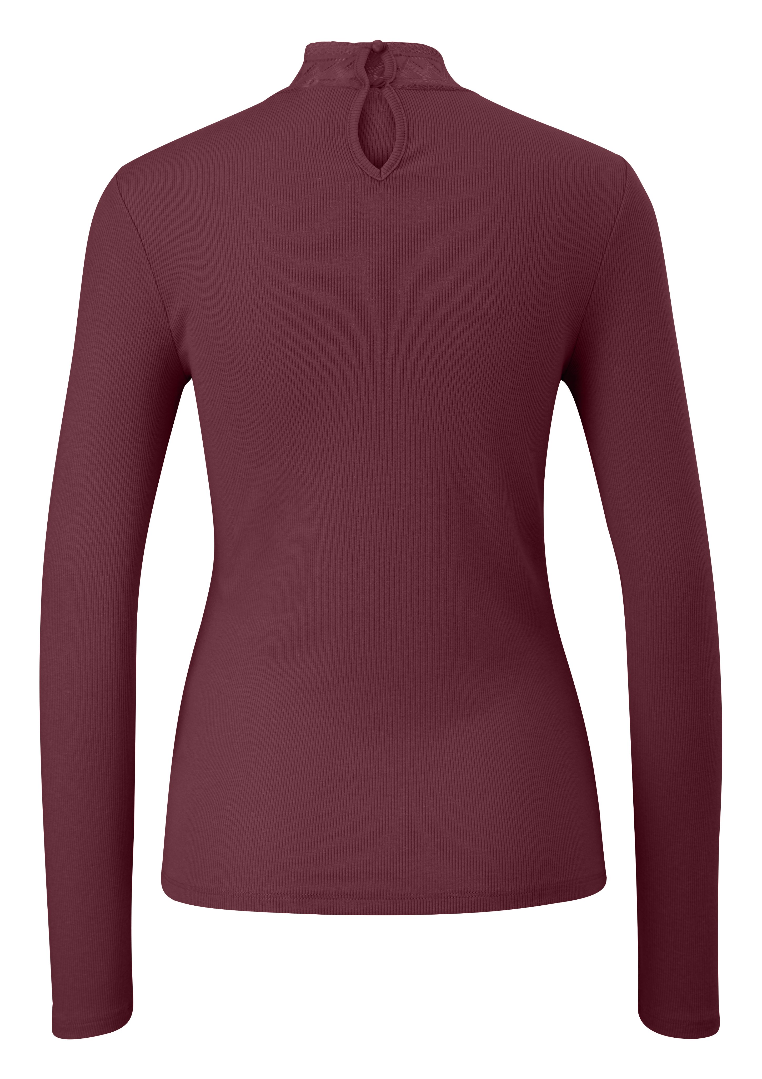 QS Langarmshirt Rippshirt mit Spitzeneinsatz und günstig online kaufen