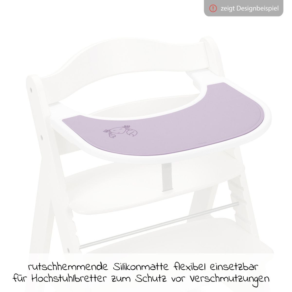 Hauck Hochstuhltablett Highchair Tray Mat - Crab Lavender, Silikon, Silikon Auflage für Alpha Essbrett (rutschhemmend und abwischbar)