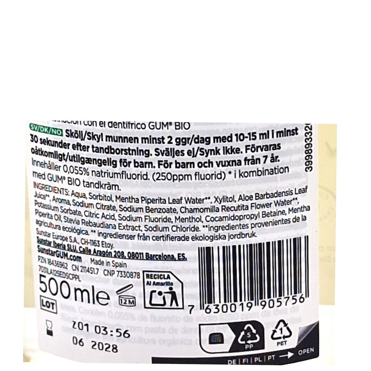 GUM Zahnpasta GUM Bio Fresh Mint Zahnpasta 75ml + Mundspülung 500ml, (0-St)