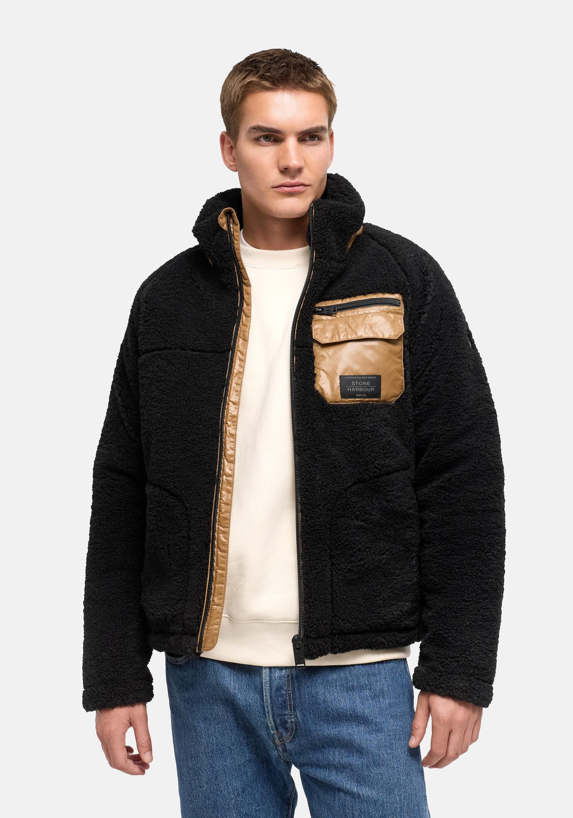 Stone Harbour Plüschjacke Sorees XX Warme Herren Winterjacke aus weichem Teddy-Fleece