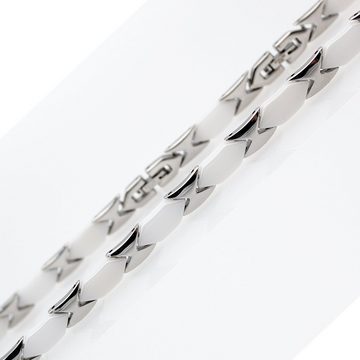 ELLAWIL Armband Klassisches Basic Gliederarmband aus Edelstahl und Keramik Weiß/Silber (Armbandlänge 20 cm, Edelstahl/Keramik), inklusive Geschenkschachtel