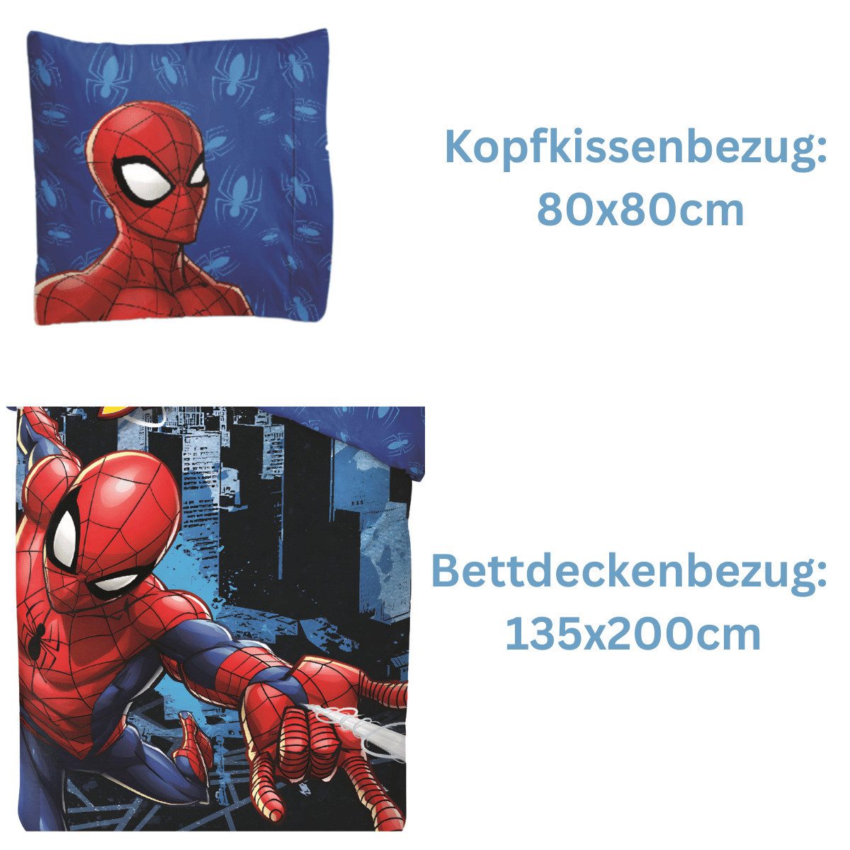 Spiderman Wendebettbezug Spiderman Peter Parker Wende Bettwäsche Deckenbezug 135x200 80x80cm, (2 St)