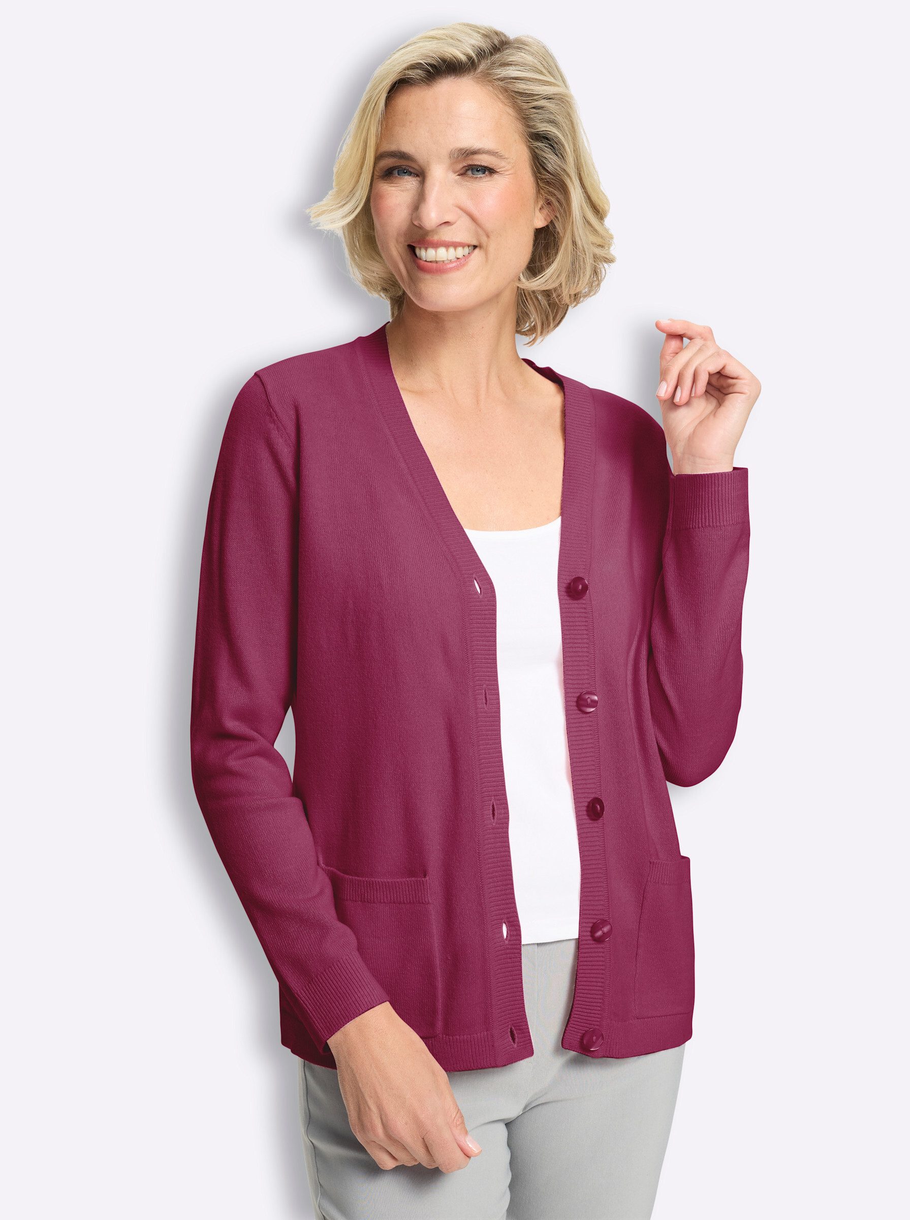 Sieh an! Strickjacke Strickjacke Langarm Jersey