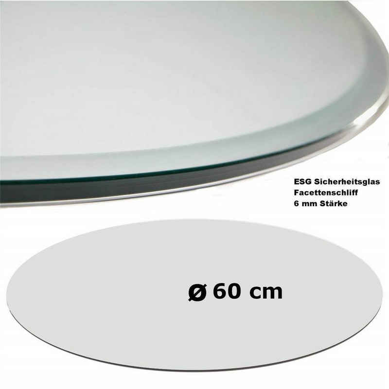 HOOZ Tischplatte Glasplatte / Kaminplatte ESG-Glas – Klarglas, rund