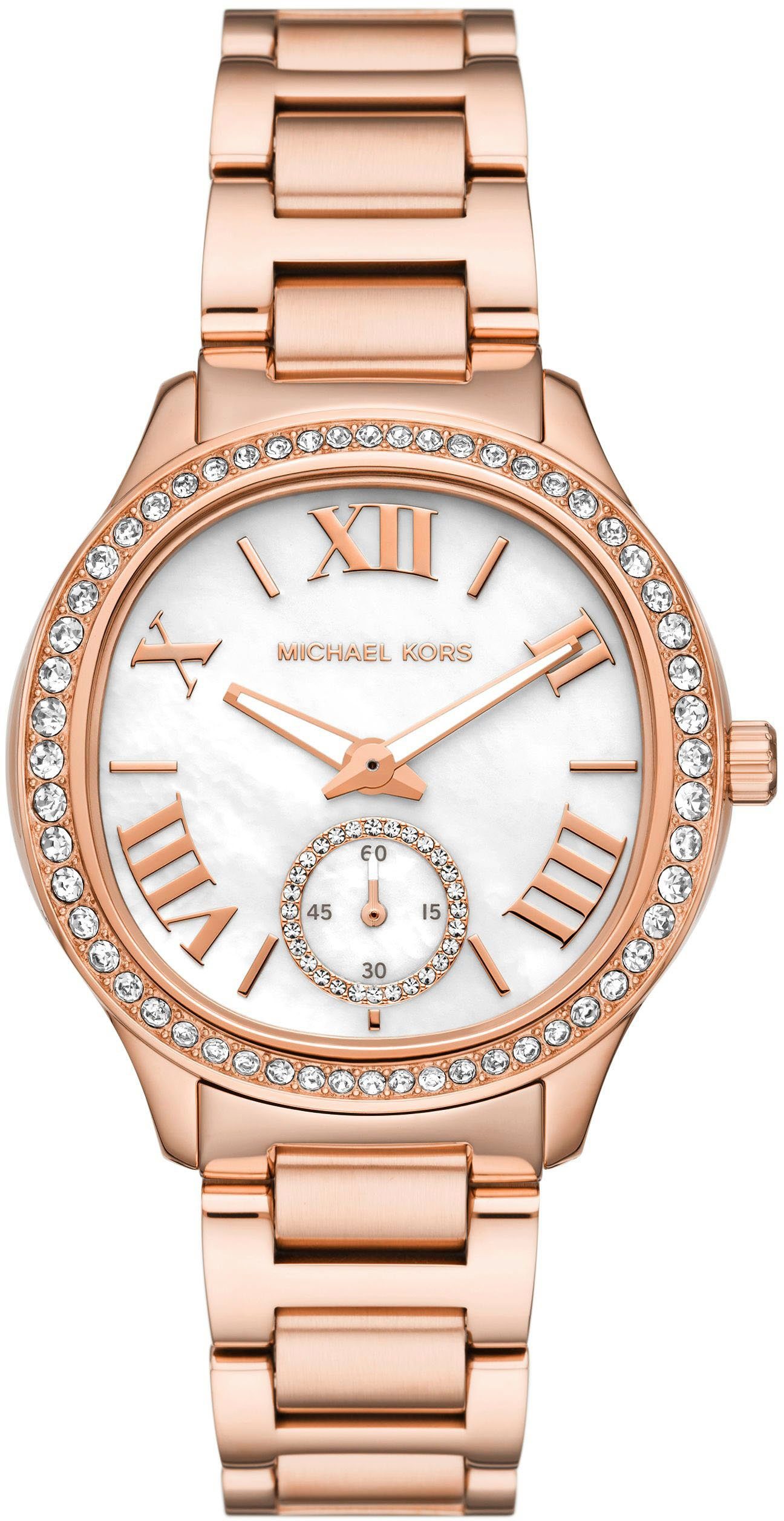 MICHAEL KORS Quarzuhr SAGE MK4806, Armbanduhr, Damenuhr, Perlmutt-Zifferblatt, Edelstahlarmband