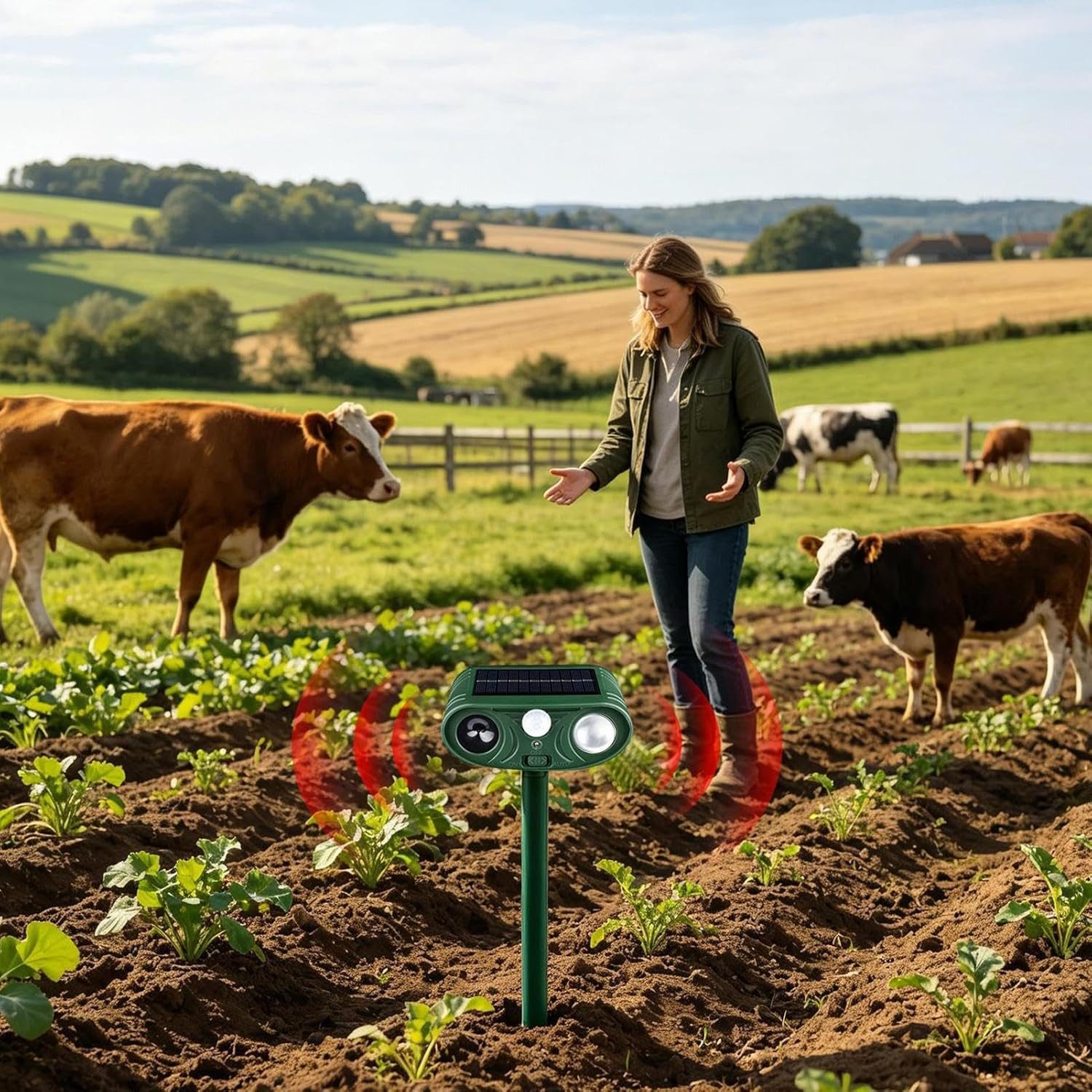 FELIXLEO Tierabwehrspray Solar Ultraschall Tiervertreiber mit PIR Bewegungsmelder, 2-St.