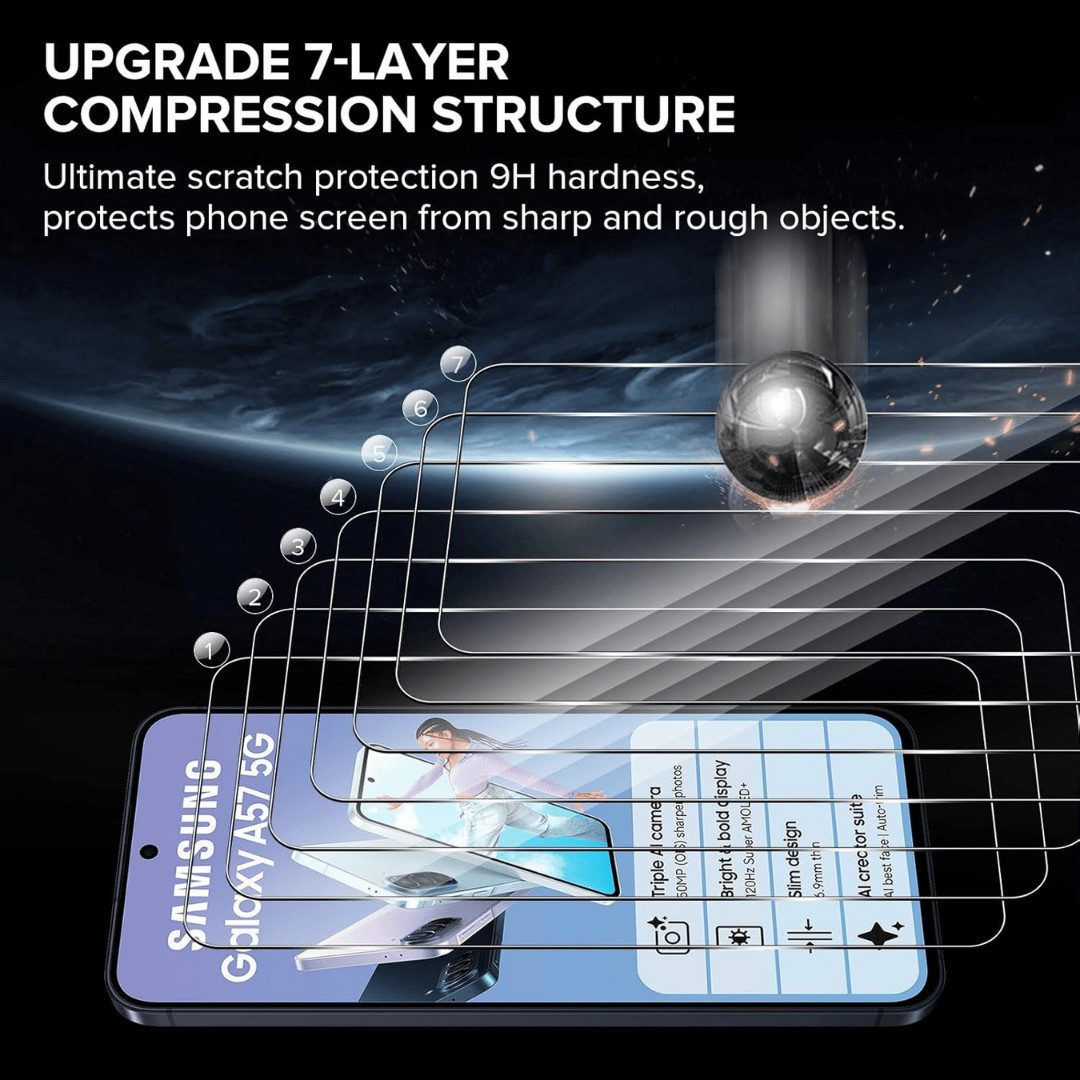 SmartUP Displayschutzglas 2X Schutzglas für Samsung Galaxy A57 5G Display Kamera Panzerfolie 9H für Samsung Galaxy A57 5G, 4 Stück, Rundumschutz, passgenaue Ver – Bild 3 von 5