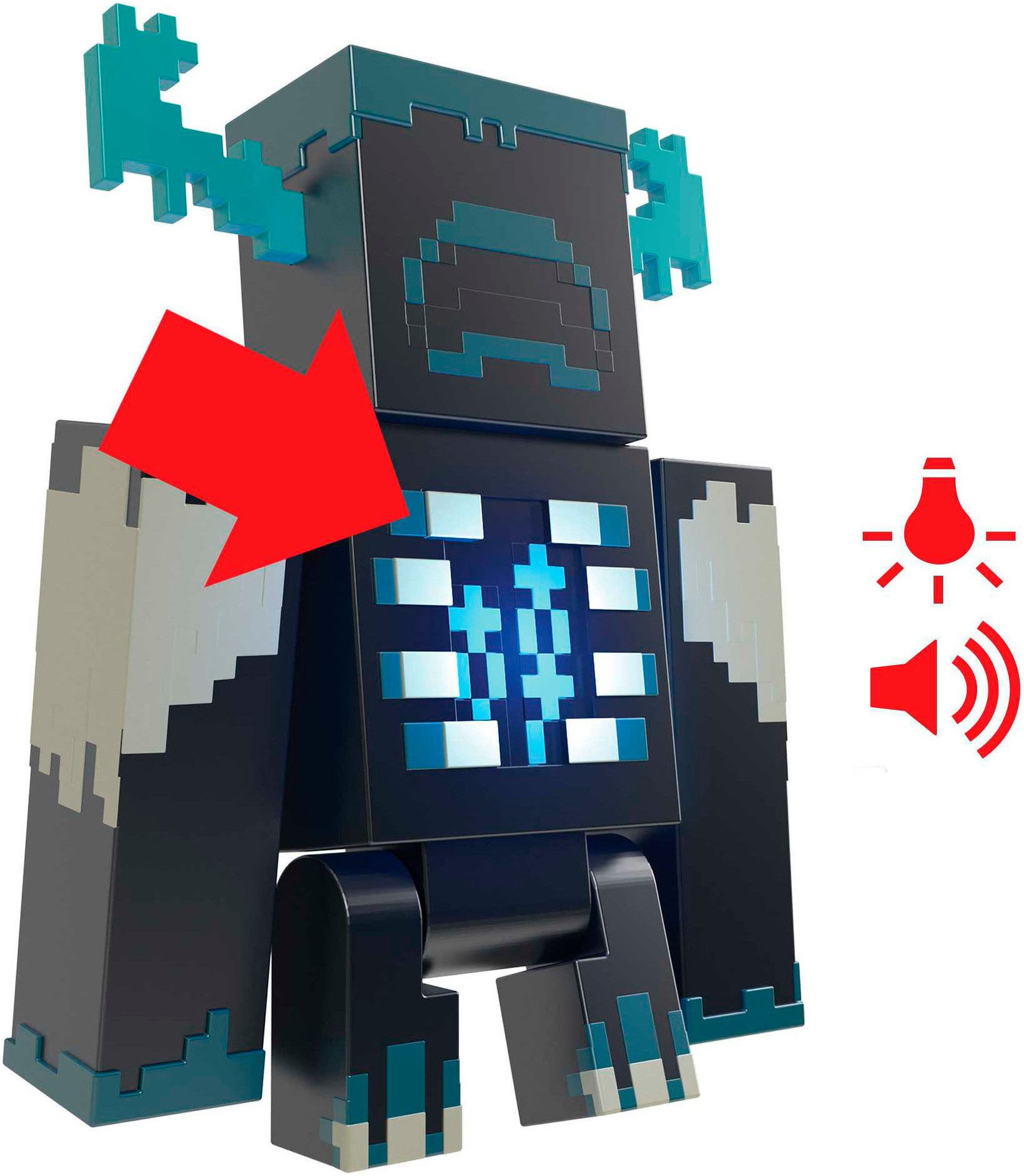 Mattel® Actionfigur Minecraft, The Warden, mit Licht & Geräuschen
