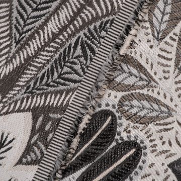 SCHÖNER LEBEN. Stoff Dekostoff Jacquard Metallic Botanic Arty Blätter silber grau 1,4m