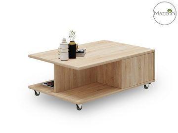 Mazzoni Couchtisch Design Tisch Vienna Sonoma Eiche Wohnzimmertisch mit Rollen 90x60x38cm