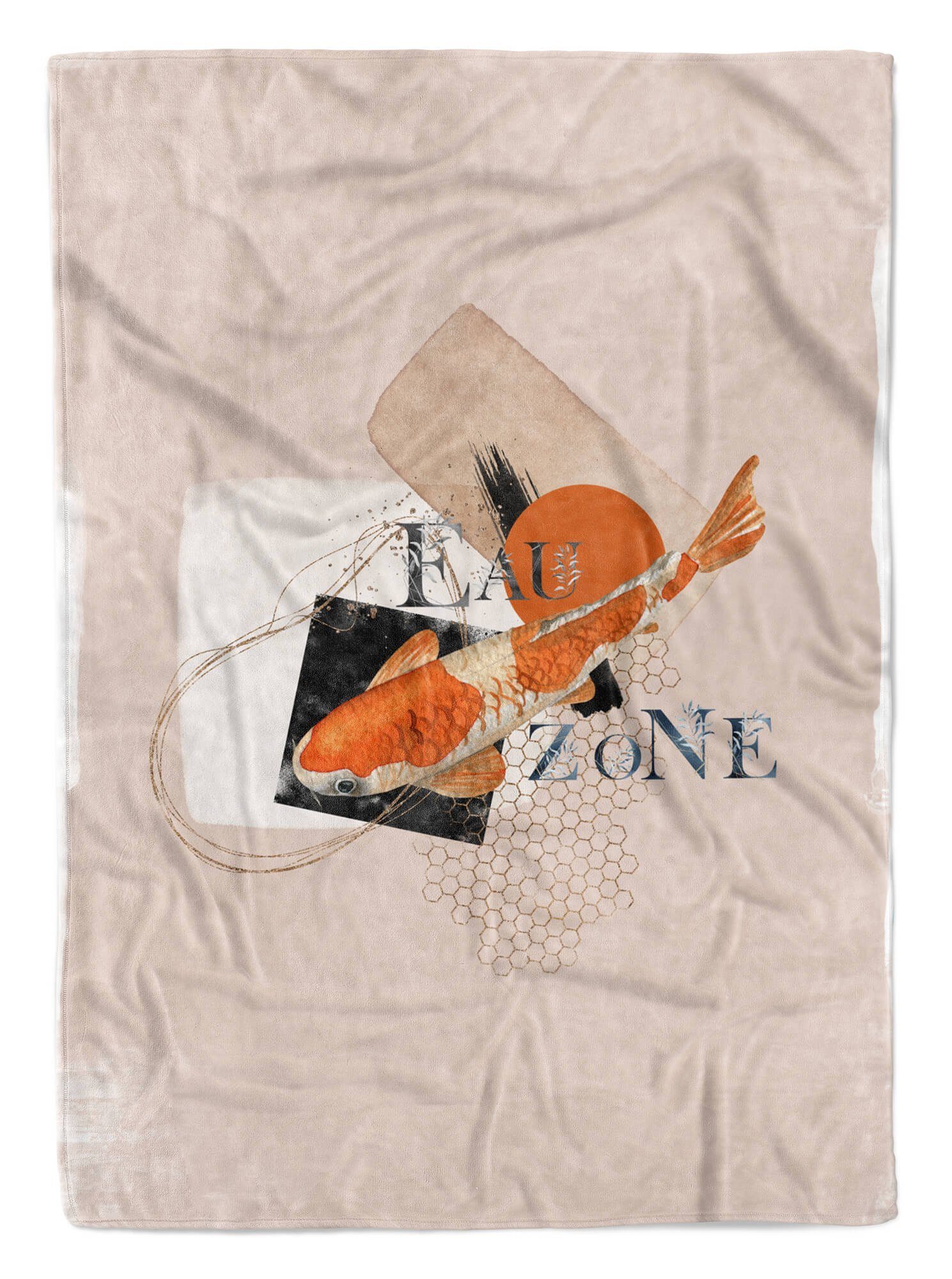 Sinus Art Handtücher Handtuch Strandhandtuch Saunatuch Kuscheldecke Kunstvoll Ozean Koi Zuchtkarpfen Japan, Baumwolle-Polyester-Mix (1-St), Handtuch