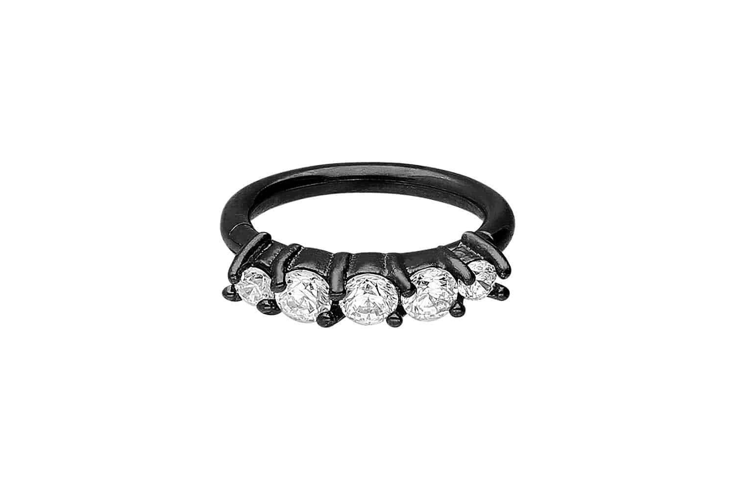 Nasenpiercing Chirurgenstahl Segmentring Clicker 5 KRISTALLE Ohrpiercing Septum