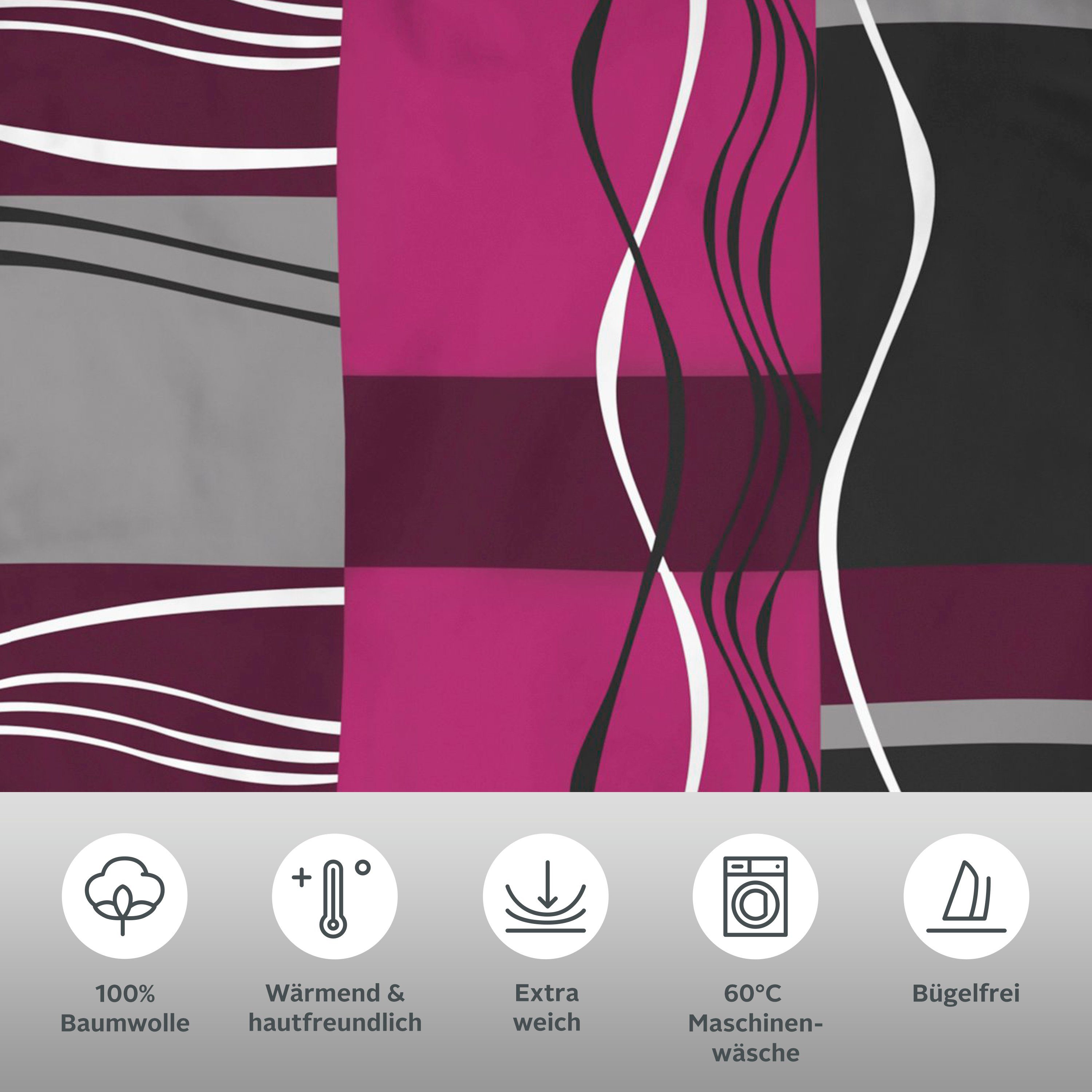 OTTO home Bettwäsche Kelian, Biber, 2 teilig, in verschiedenen Qualitäten, gemusterte Bettwäsche