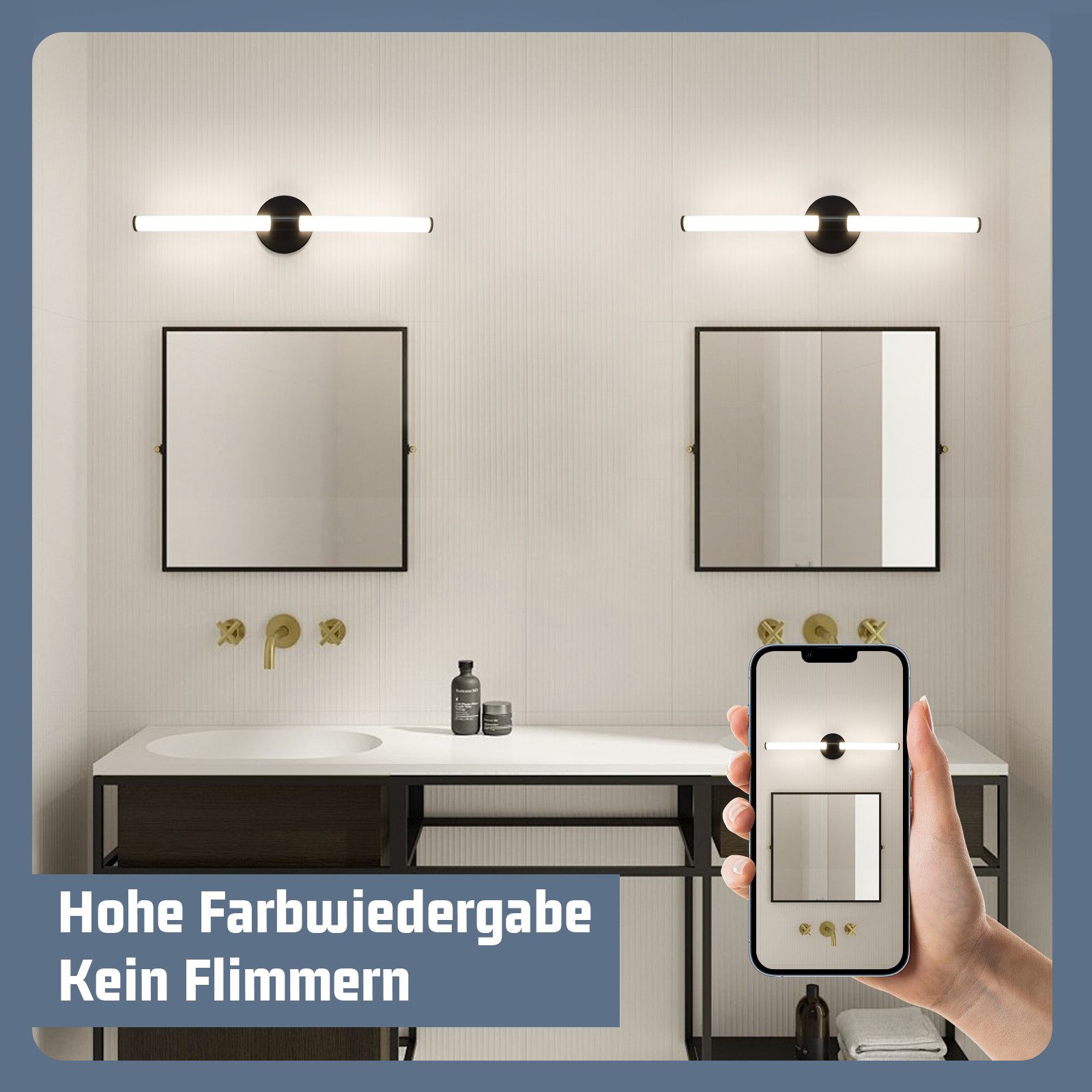Nettlife LED Spiegelleuchte Schwarz Badezimmer Wandleuchte günstig online kaufen