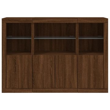 vidaXL Sideboard Sideboards mit LED-Leuchten 3 Stk. Braun Eichen-Optik (3 St)