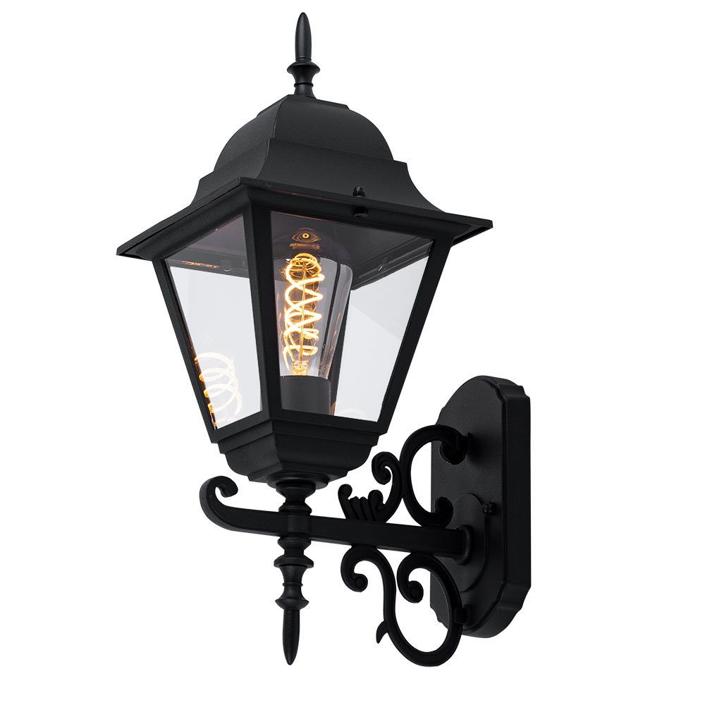 Laterne nicht Außen-Wandleuchte, Stil etc-shop Leuchtmittel schwarz Landhaus Außen Wandlampe Leuchte Hauswand inklusive,