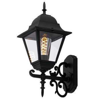 etc-shop Außen-Wandleuchte, Leuchtmittel nicht inklusive, Hauswand Leuchte Landhaus Stil Außen Wandlampe Laterne schwarz