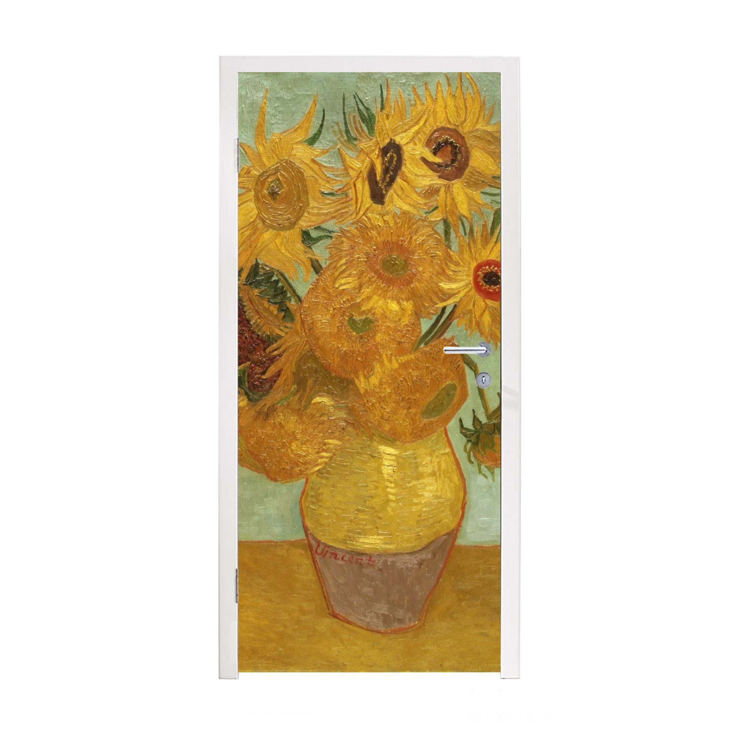 MuchoWow Türtapete Sonnenblumen - Vincent van Gogh, Matt, bedruckt, (1 St), Fototapete für Tür, Türaufkleber, 75x205 cm