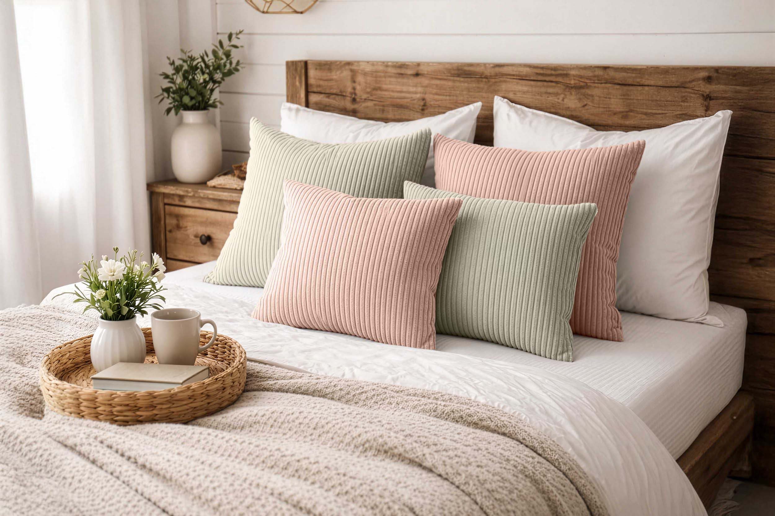 Amilian Dekokissen Sofakissen 4er Set mit Füllung - 2x 45x45 + 2x 35x45 cm, Hotelverschluss, waschbar, formstabil