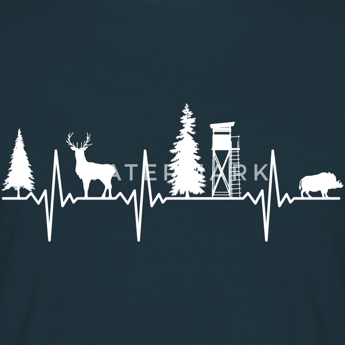 Spreadshirt T-Shirt Jäger EKG Herzschlag Wald Natur Männer T-Shirt (1-tlg)