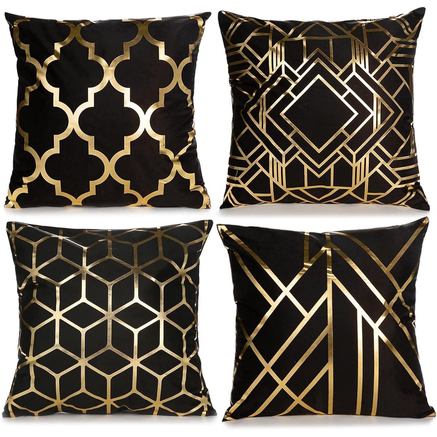 LuxusKollektion Dekokissen Samt Kissenbezug 45x45cm 4 Stück quadratische dekorative Sofakissen