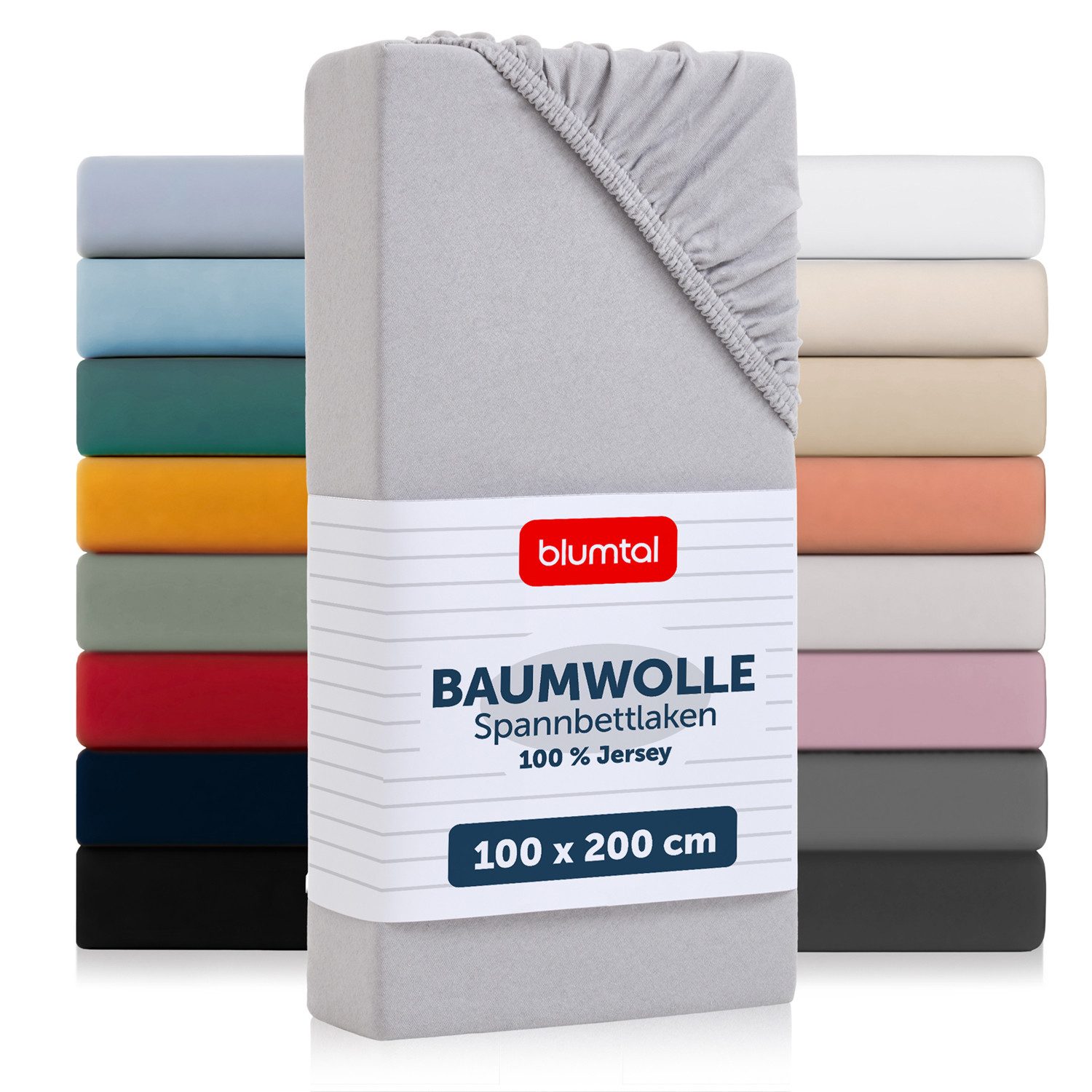 Blumtal Spannbettlaken Blumtal Basics 100% Baumwolle - Jersey, Baumwolle, Gummizug: Rundum, (1 Stück), Jersey Bettlaken - atmungsaktiv, strapazierfähig und faltenfrei