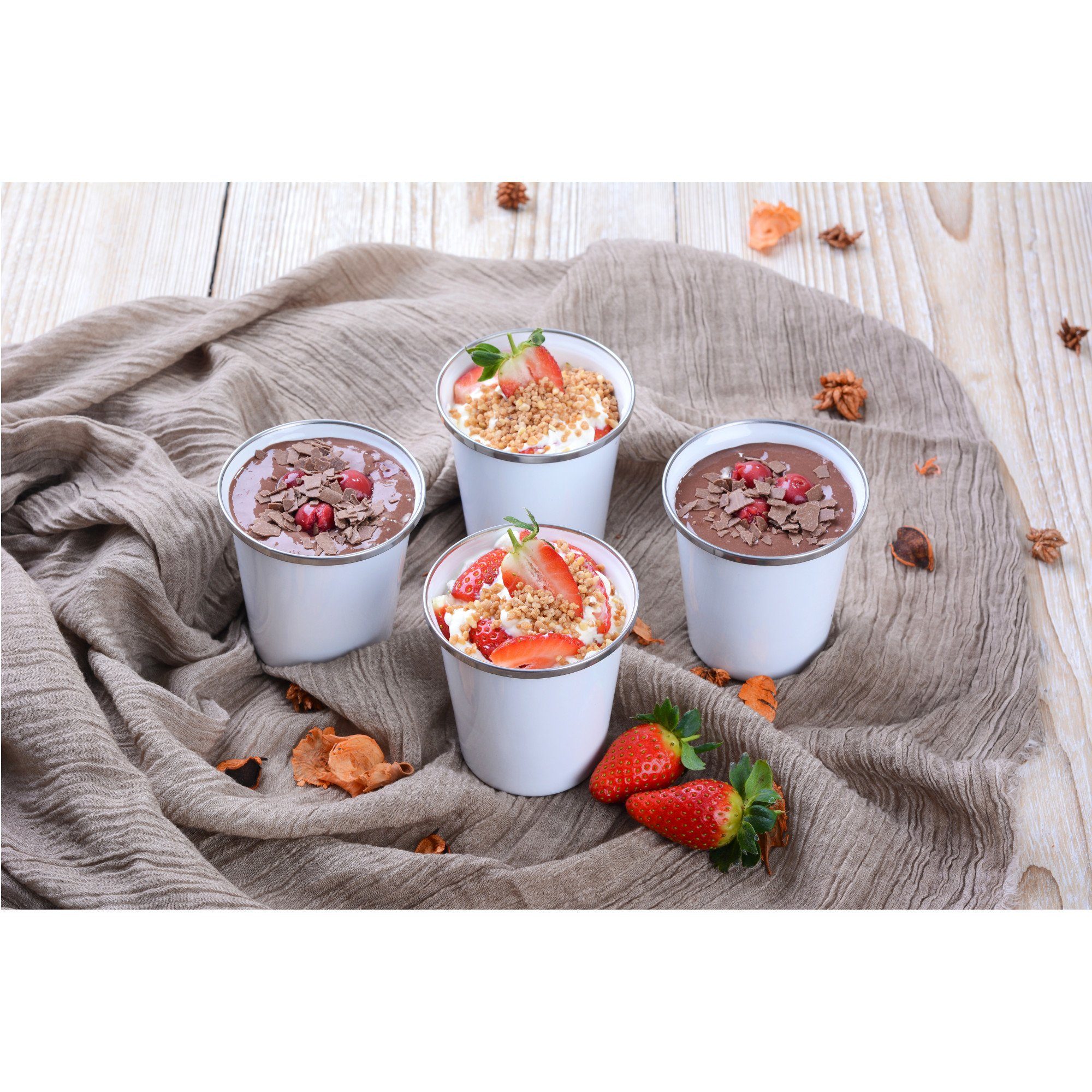 GRÄWE Geschirr-Set GRÄWE Trinkbecher Emaille weiß, Stahlblech