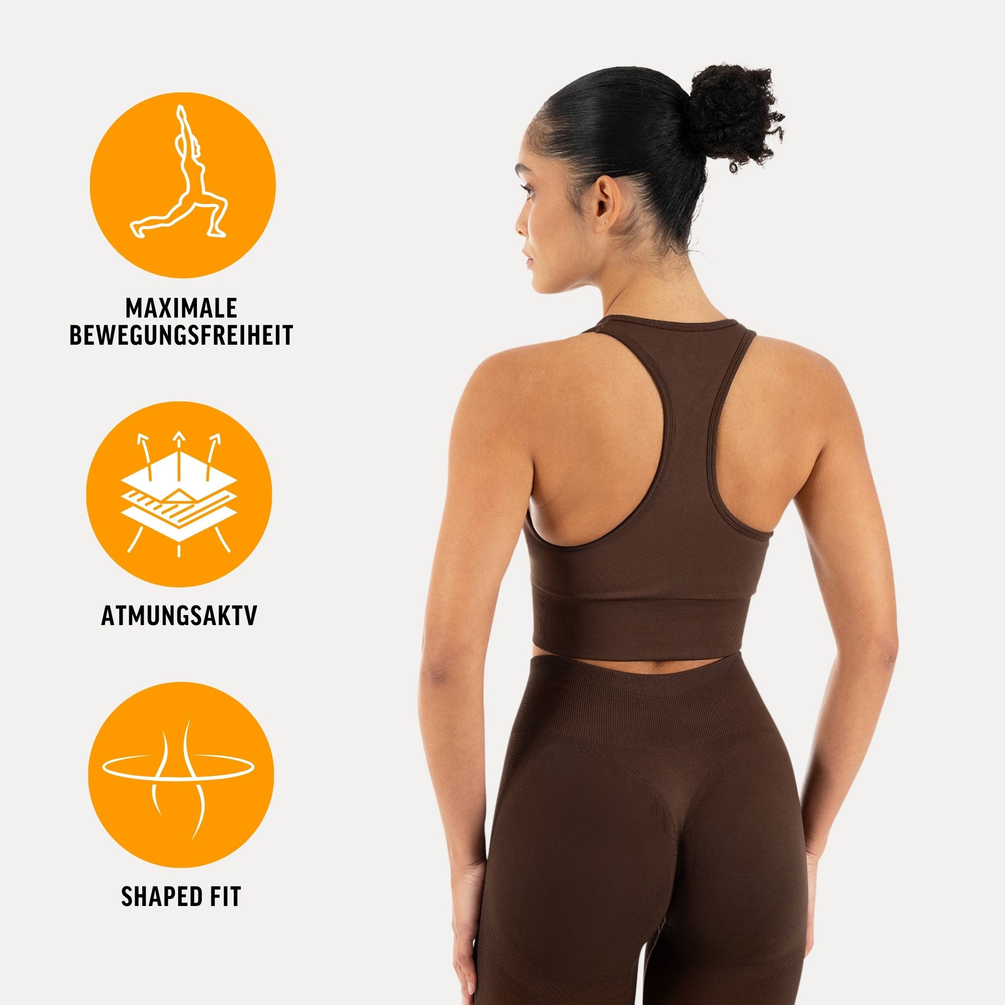 Smilodox Sport-BH Vonda, Sport Top Damen, Gym-BH für Workouts,Training & Yoga V-Ausschnitt, Seamless, Shaped Fit, Support-Bund, elastisch