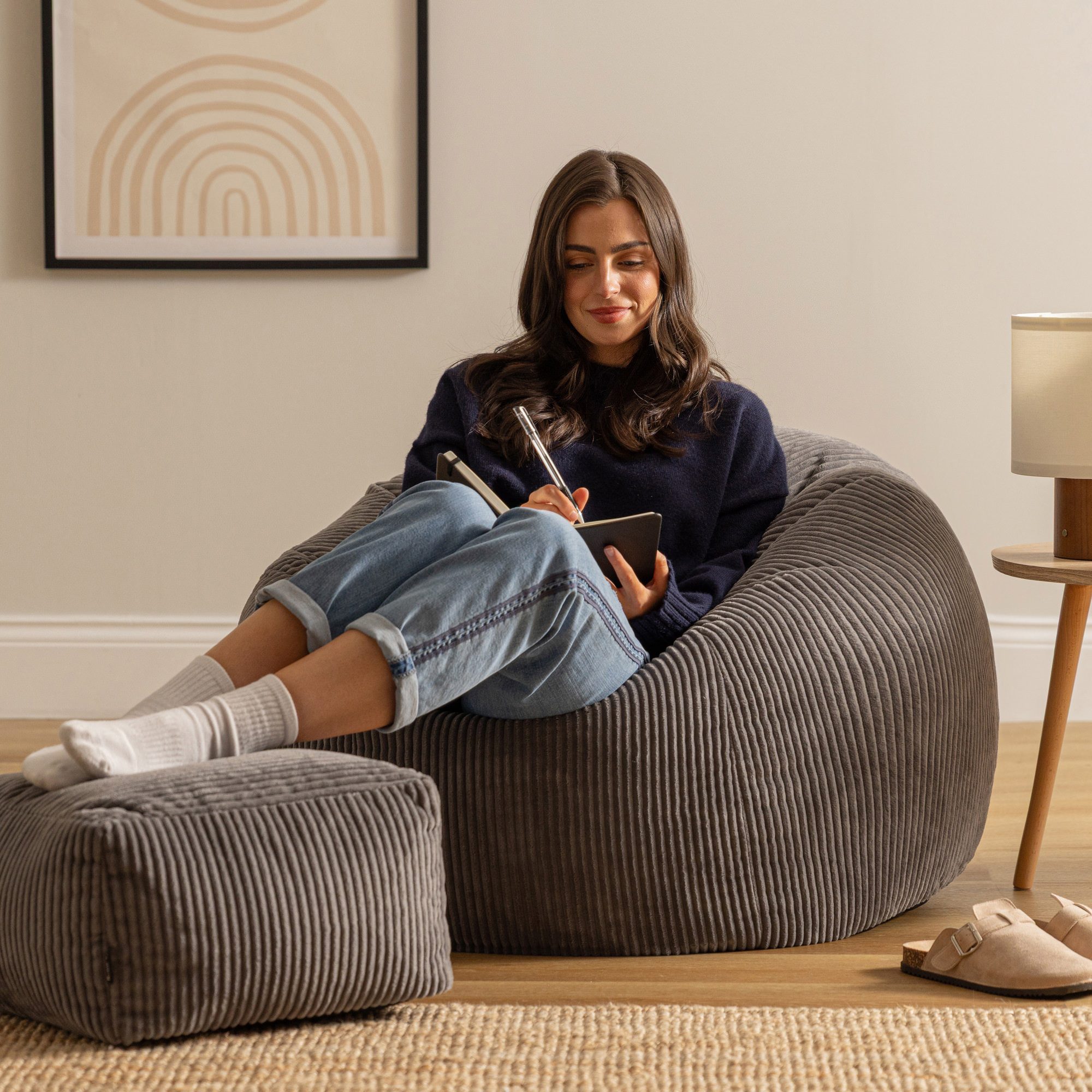 icon Sitzsack Erwachsene aus Cord „Kingston“ mit Hocker (Spar-Set, 1 x Sitz günstig online kaufen