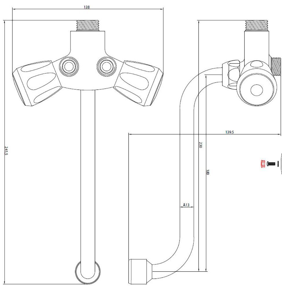 5-l-Boiler Übertischspeicher, Wandmontage für Schütte Niederdruckarmatur für Spültischarmatur