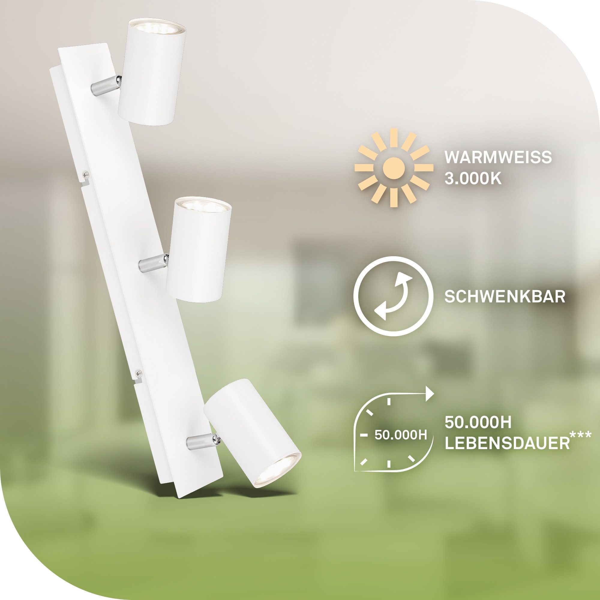 Briloner Leuchten Deckenspot LED Wandlampe Innen Wohnzimmer GU10, Energieeffizient inkl. Leuchtmittel, ohne Leuchtmittel, 2700K - Extra - Warmweiß, Wandlampe, 12x8x12,3cm, Schwarz, max.40W, GU10, Innen, Wohnzimmer