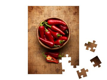 puzzleYOU Puzzle Schüssel mit roten Chilischoten, 48 Puzzleteile, puzzleYOU-Kollektionen Chilis