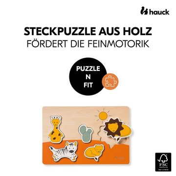 Hauck Steckpuzzle Safari - Puzzle N Fit, Puzzleteile, Holz Puzzle für Baby (ab 1 Jahr)
