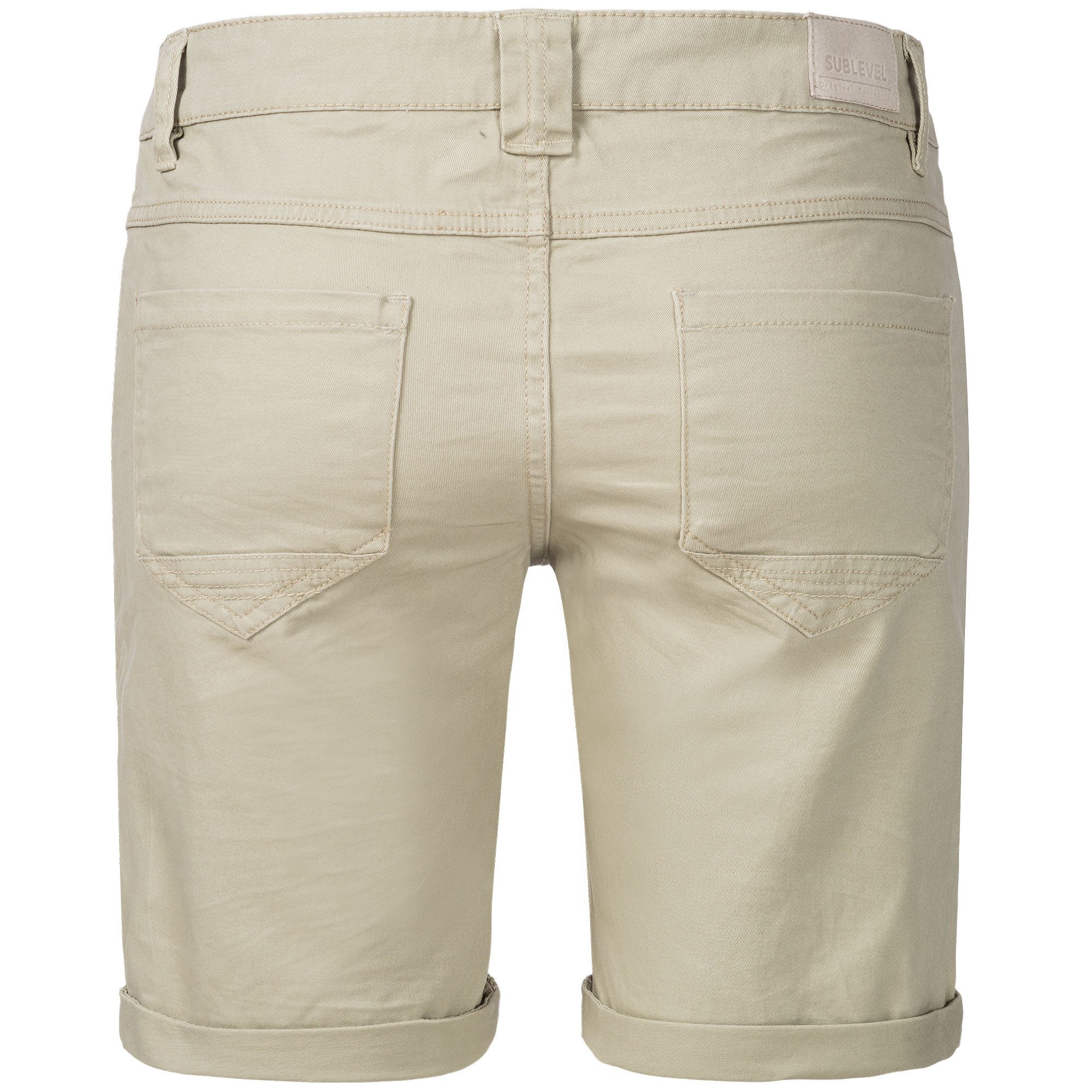 SUBLEVEL Shorts Damen Bermudas kurze Hose Baumwolle Jeans Sommer Chino Stoff Leichte Bermuda mit Stretchkomfort und Flechtgürtel – Bild 2 von 4