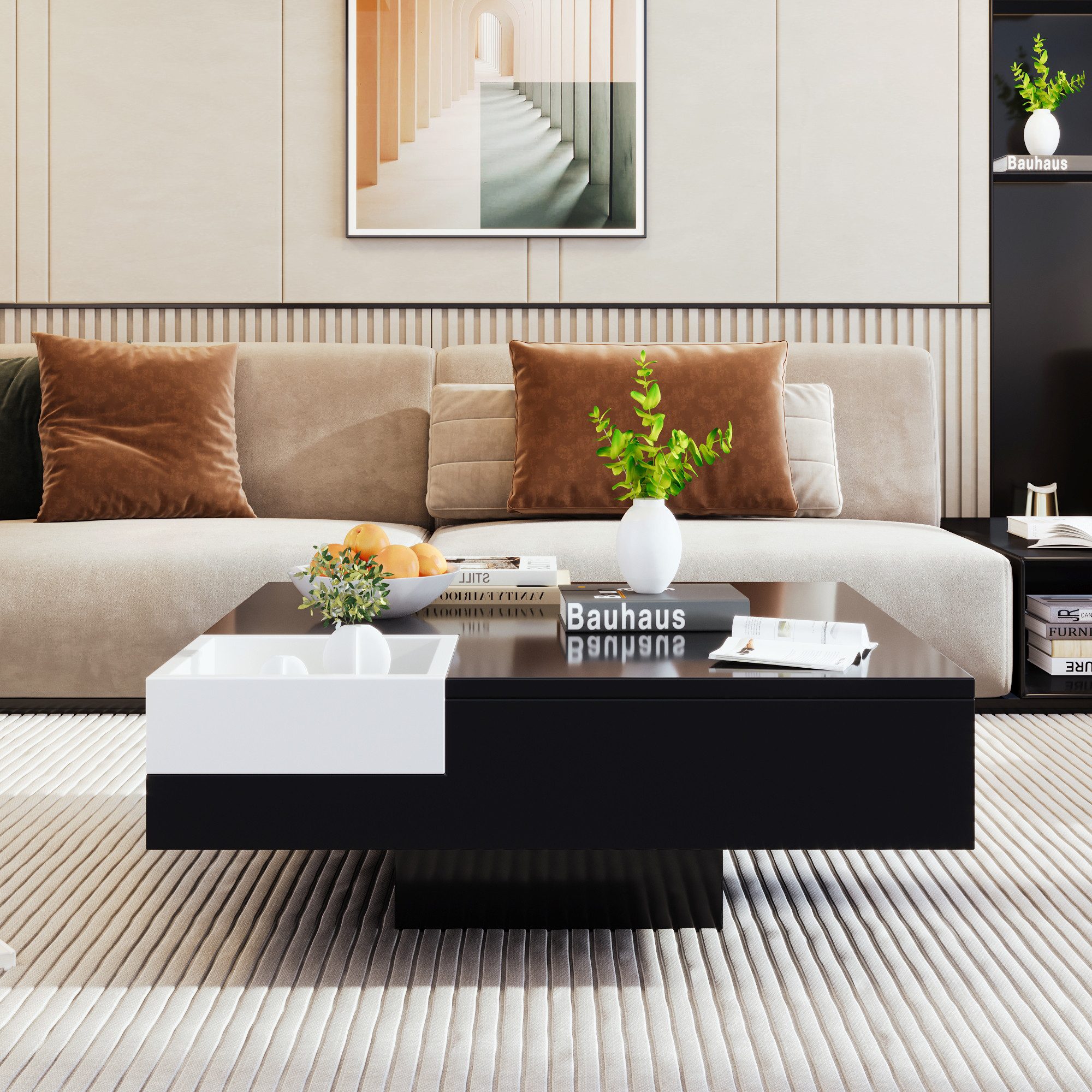 OKWISH Couchtisch Wohnzimmertisch Beistelltisch mit herausnehmbarer günstig online kaufen