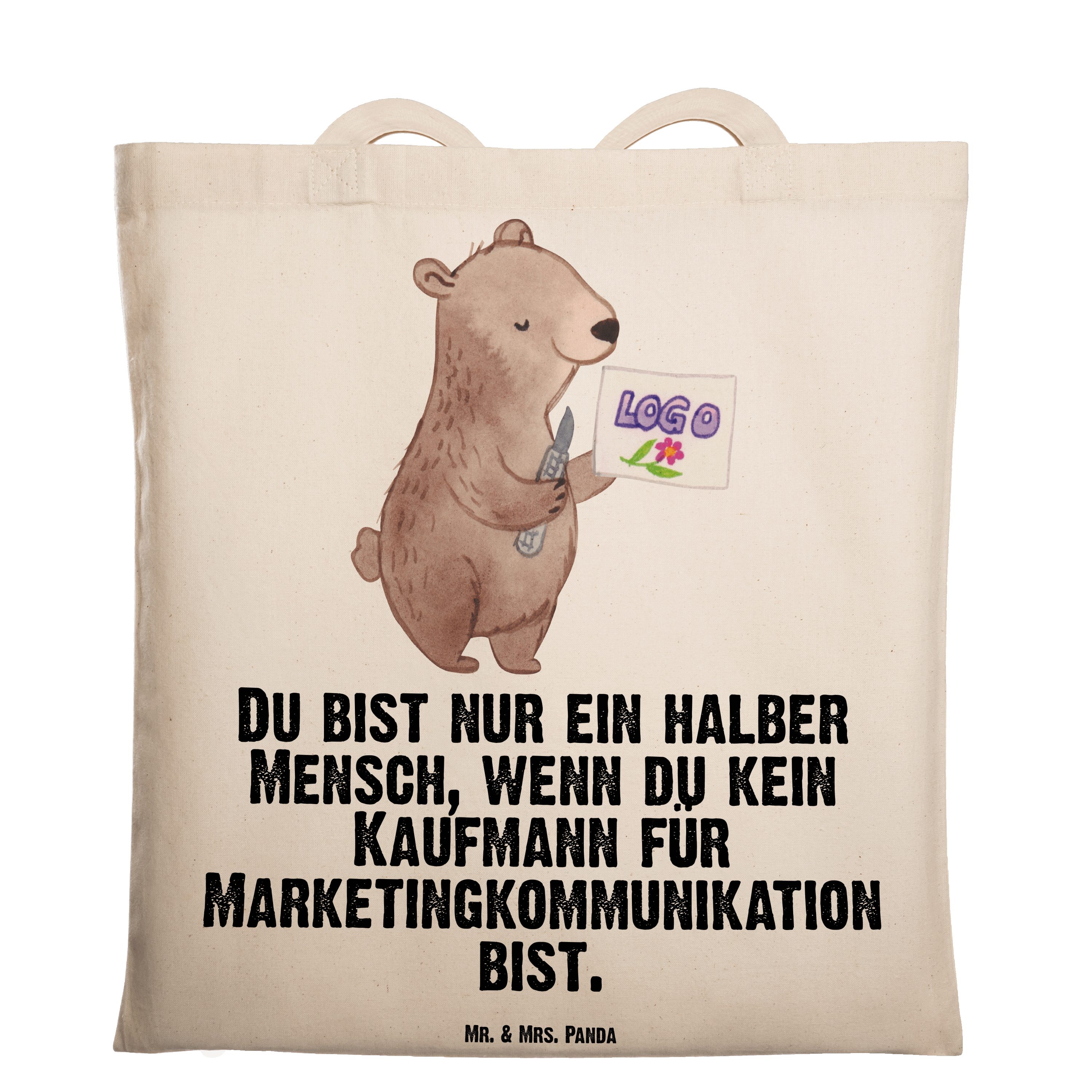 Mr. & Mrs. Panda Tragetasche Kaufmann für Marketingkommunikation mit Herz - Transparent - Geschenk (1-tlg)