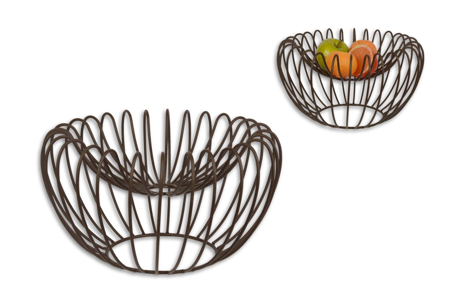 Aubaho Dekoobjekt Obstkorb braun Eisen Replikat Retro Design Dekoration