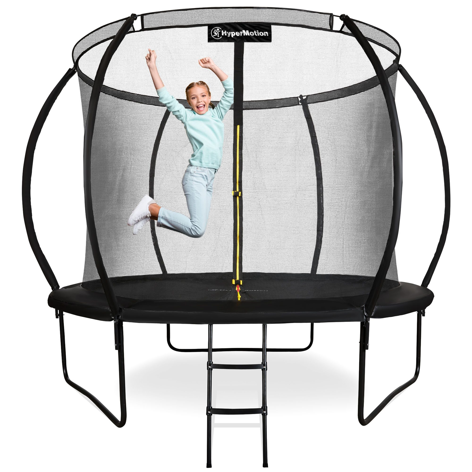 HyperMotion Gartentrampolin Gartentrampolin mit Leiter und Innennetz für Haus und Garten, Ø 305 cm