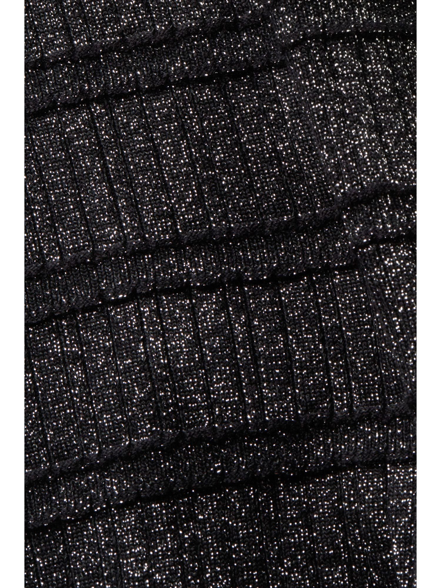 Esprit Pullover BLACK Glitzerlook Kurzer Stehkragenpullover im Stehkragen mit