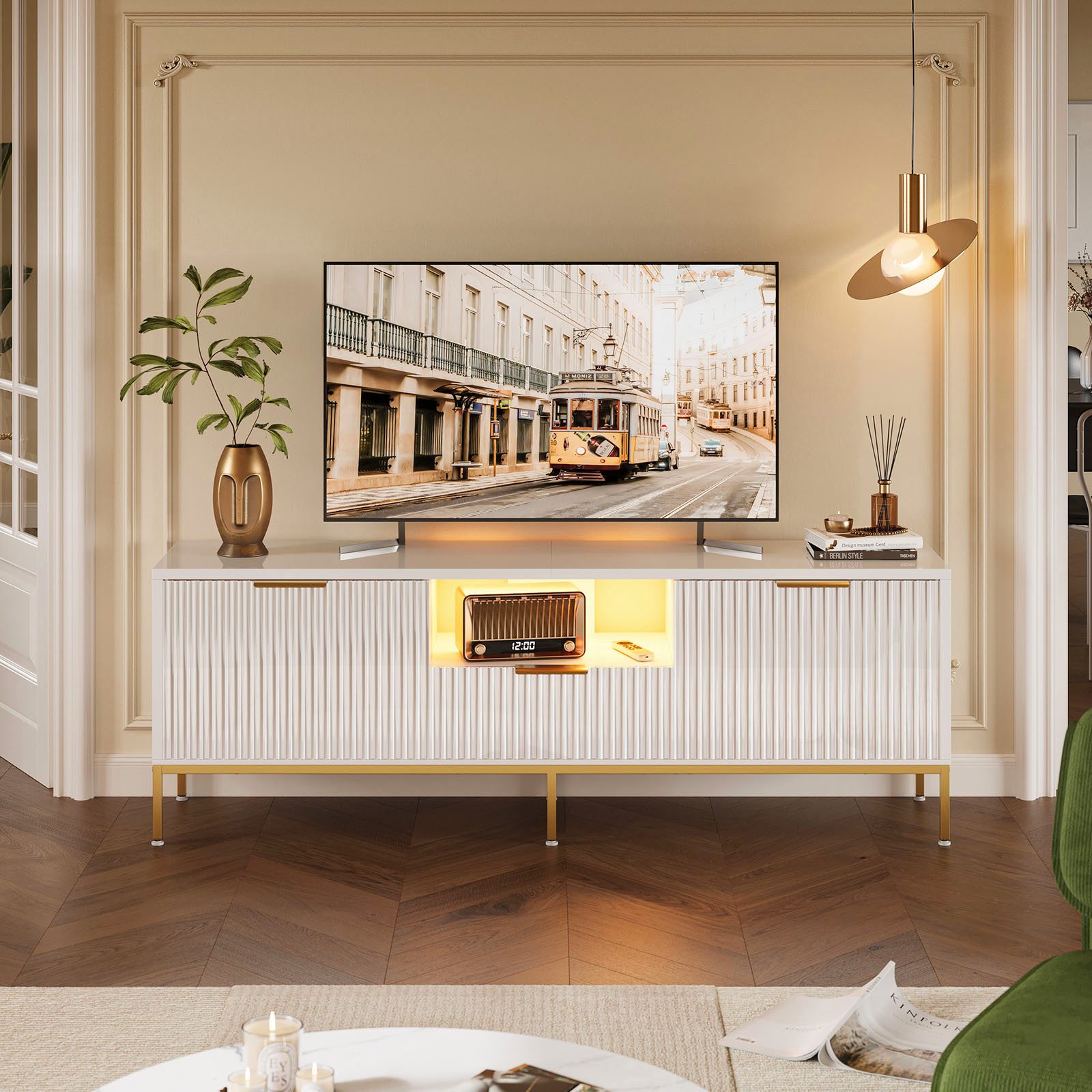 Bestier TV-Schrank TV-Schrank Lowboard für 65 Zoll & kleinere TVs, 144.8 x günstig online kaufen