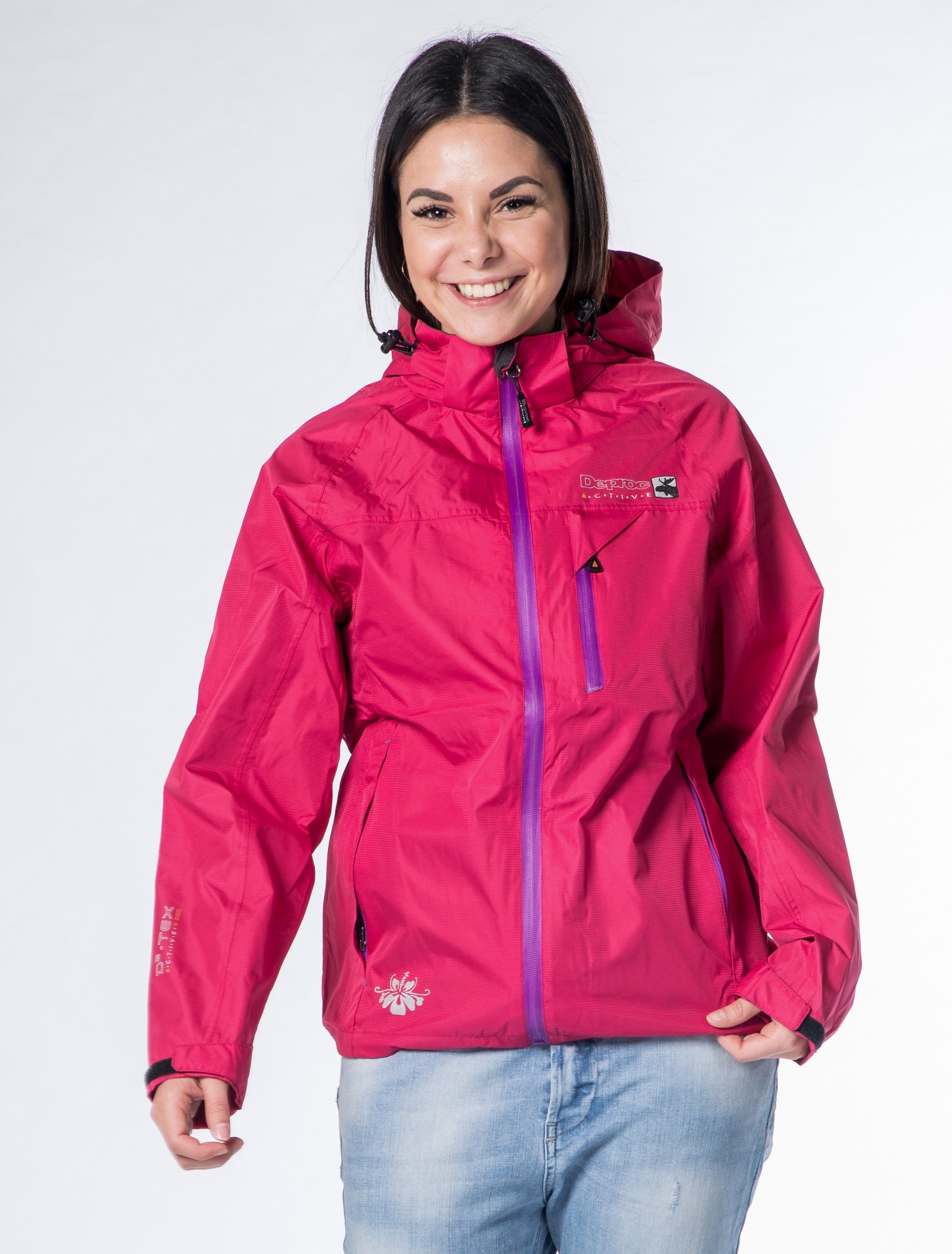 DEPROC Active Regenjacke DURELL NEW CS WOMEN auch in Großen Größen erhältlich, mit abnehmbarer Kapuze purple