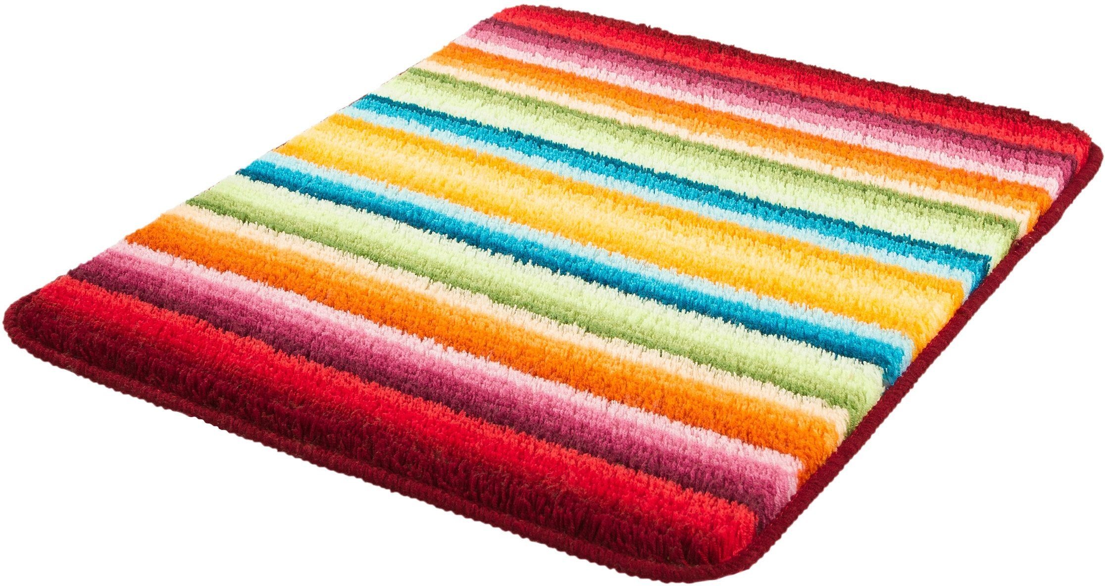 MEUSCH Badematte Funky, Höhe 18 mm, rutschhemmend beschichtet, fußbodenheizungsgeeignet, Kunstfaser, rechteckig, Badteppich, modernes Streifen Design, waschbar