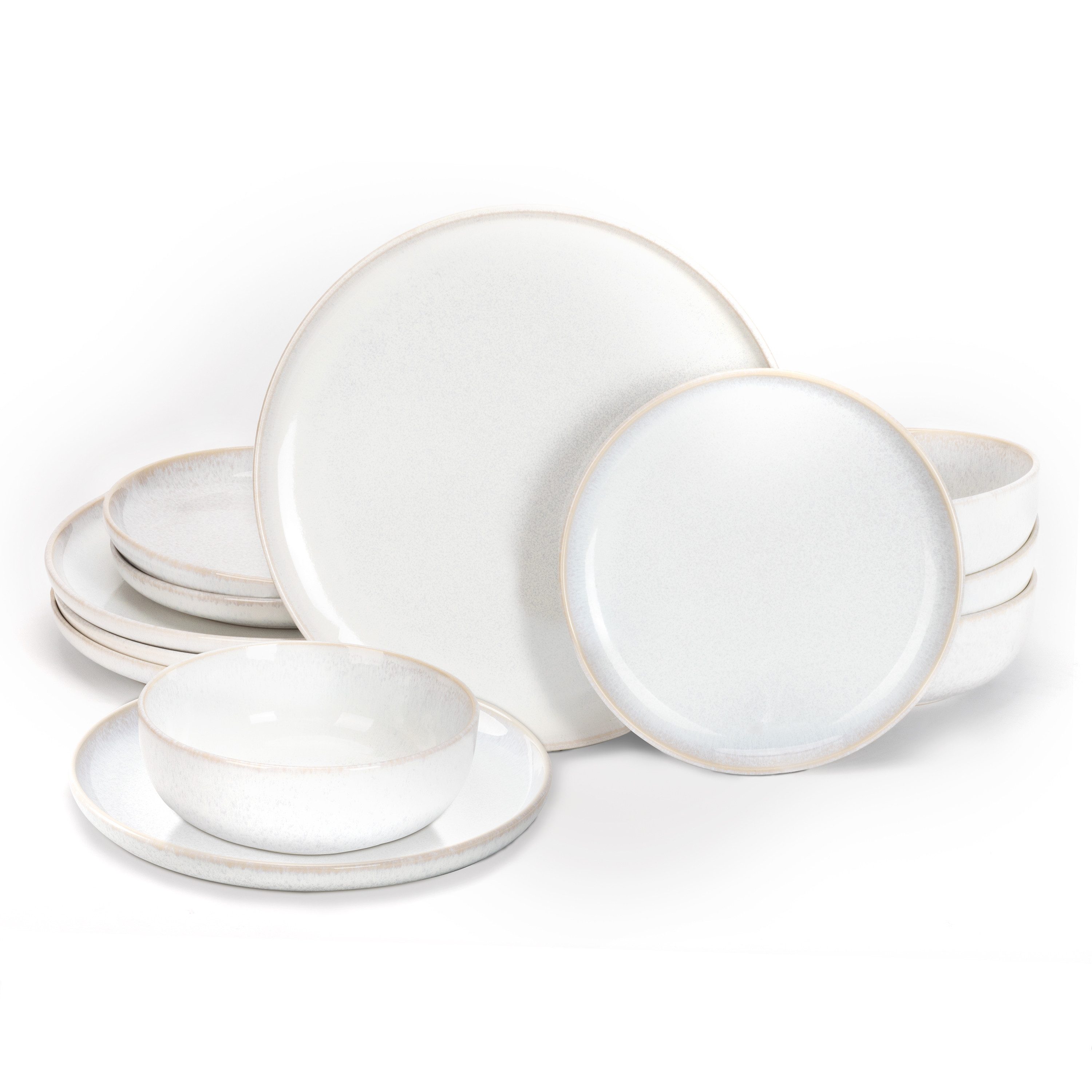 Ribelli Frühstücks-Geschirrset Geschirr Set 12-tlg für 4 Personen/Familie, Anti-Kratzer & Mikrowellenfest für Küche